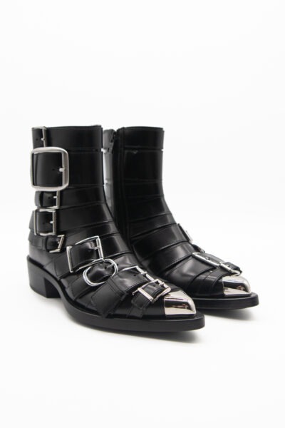 Alexander McQueen Stiefeletten mit Schnallen in Schwarz und Silber