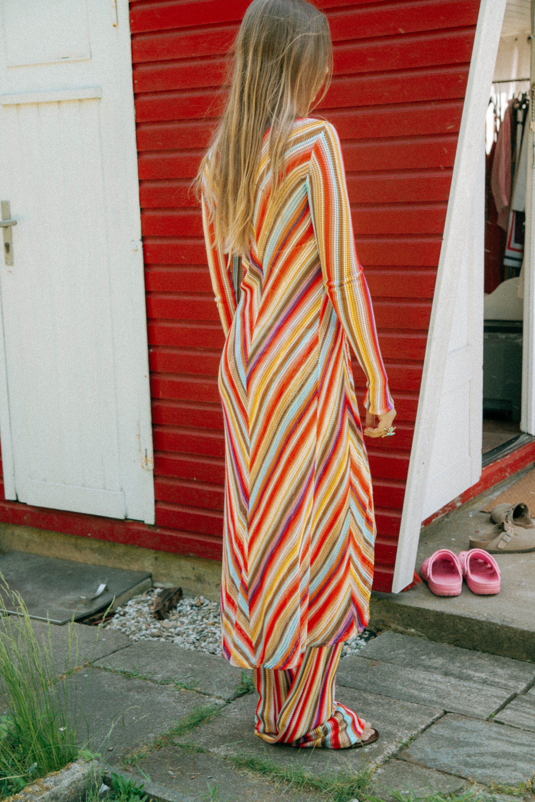 Missoni Set aus Cardigan und Hose mit bunten Streifen