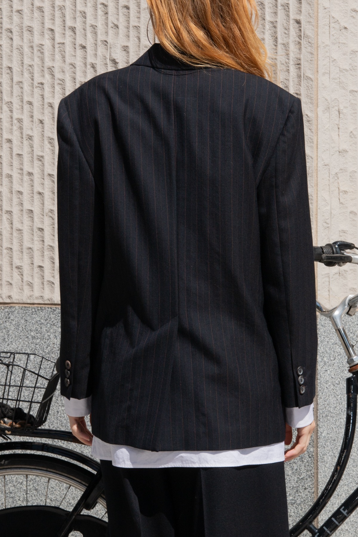 Miu Miu Oversized Blazer mit Streifen in Dunkelblau und Braun