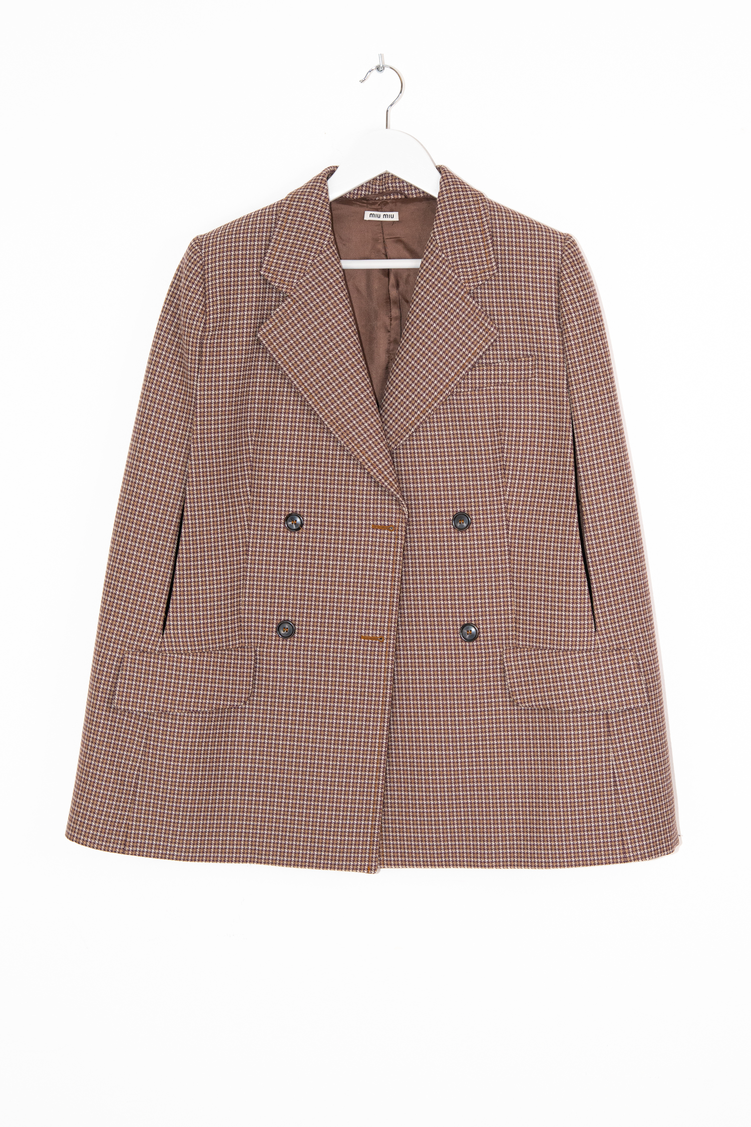 Miu Miu Cape mit Hahnentrittmuster in Braun