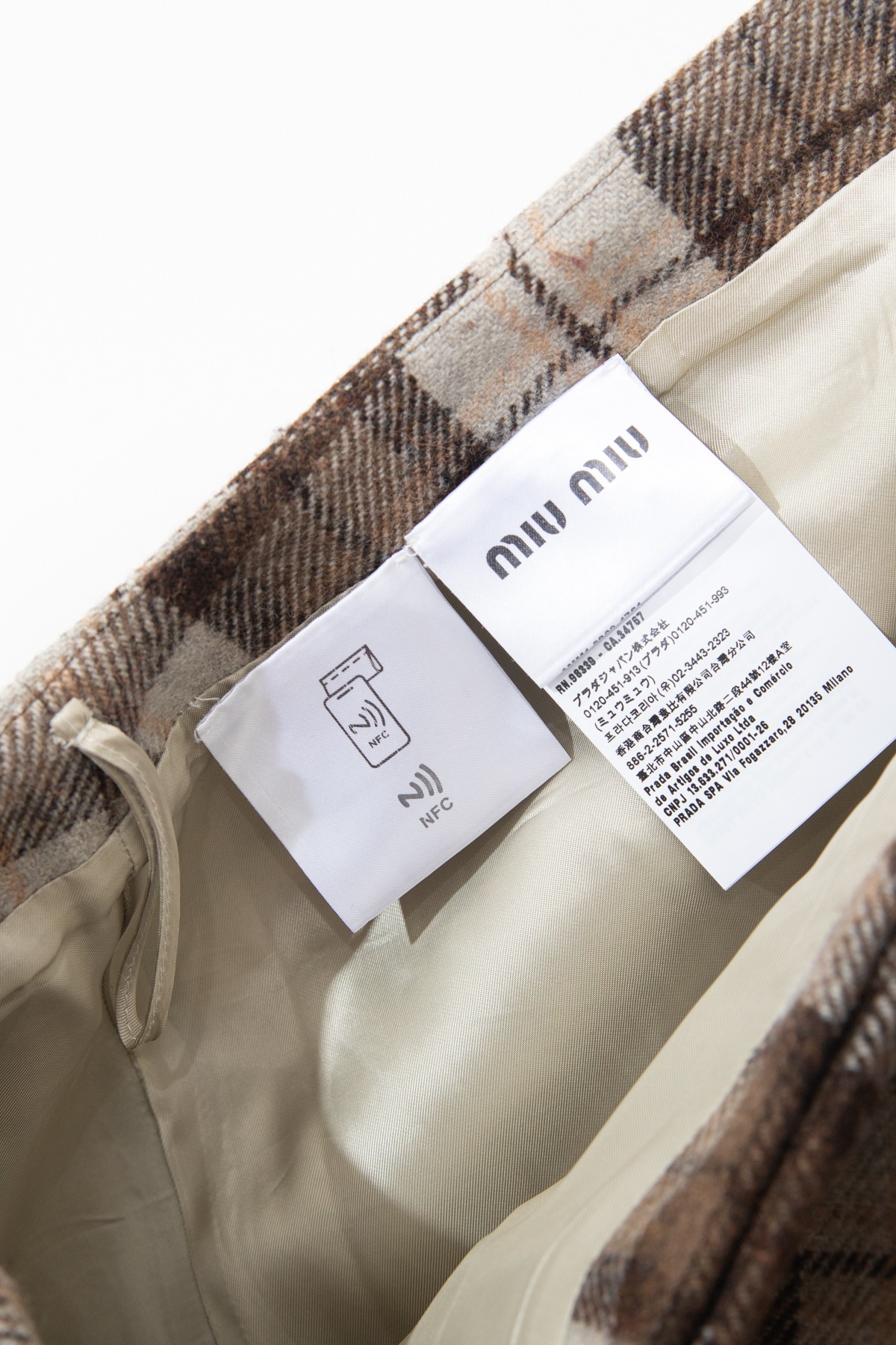 Miu Miu Minirock mit Karomuster in Braun, Beige und gold