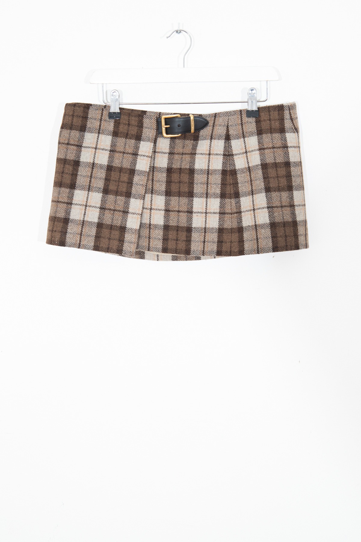 Miu Miu Minirock mit Karomuster in Braun, Beige und gold