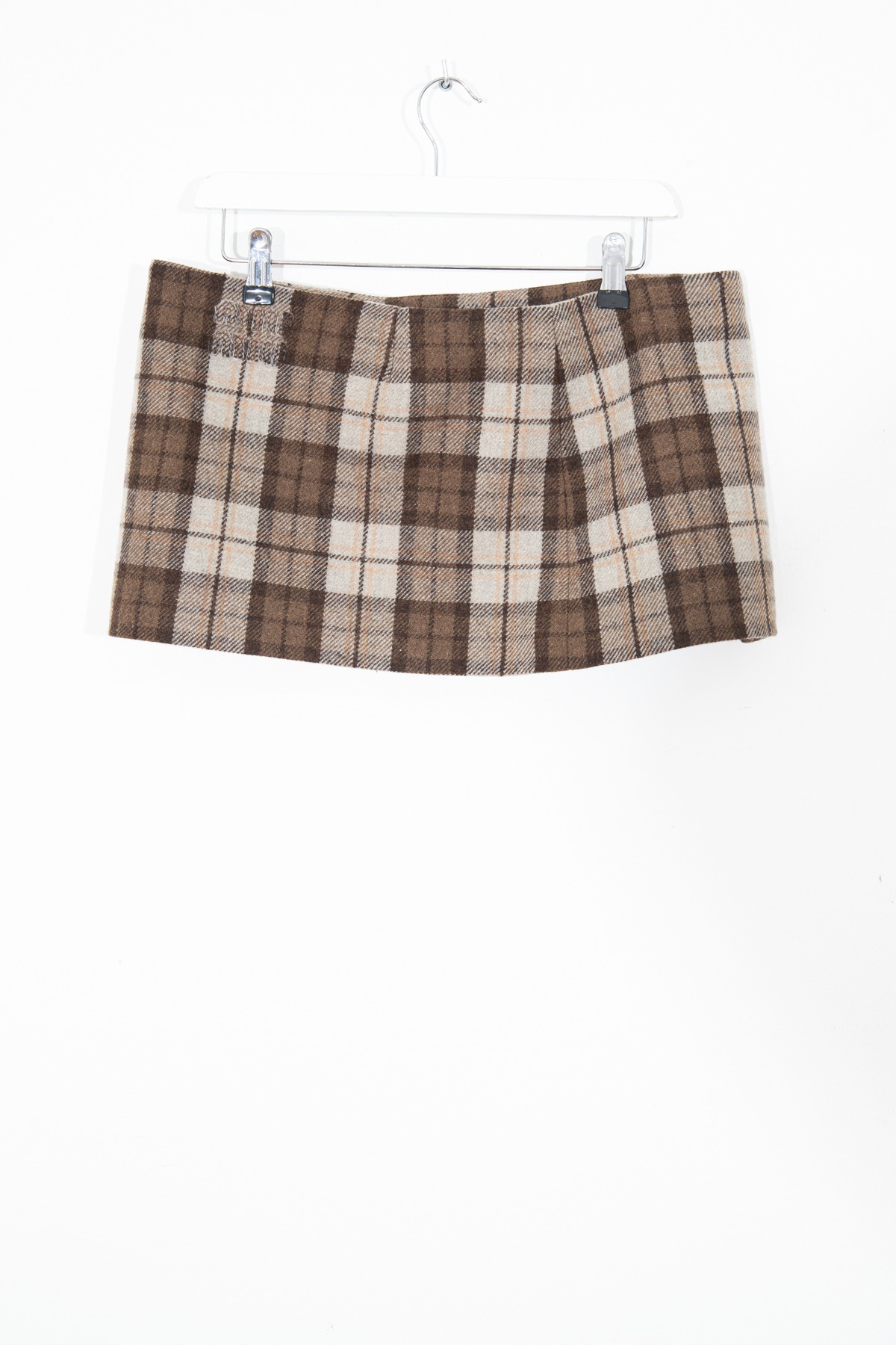Miu Miu Minirock mit Karomuster in Braun, Beige und gold