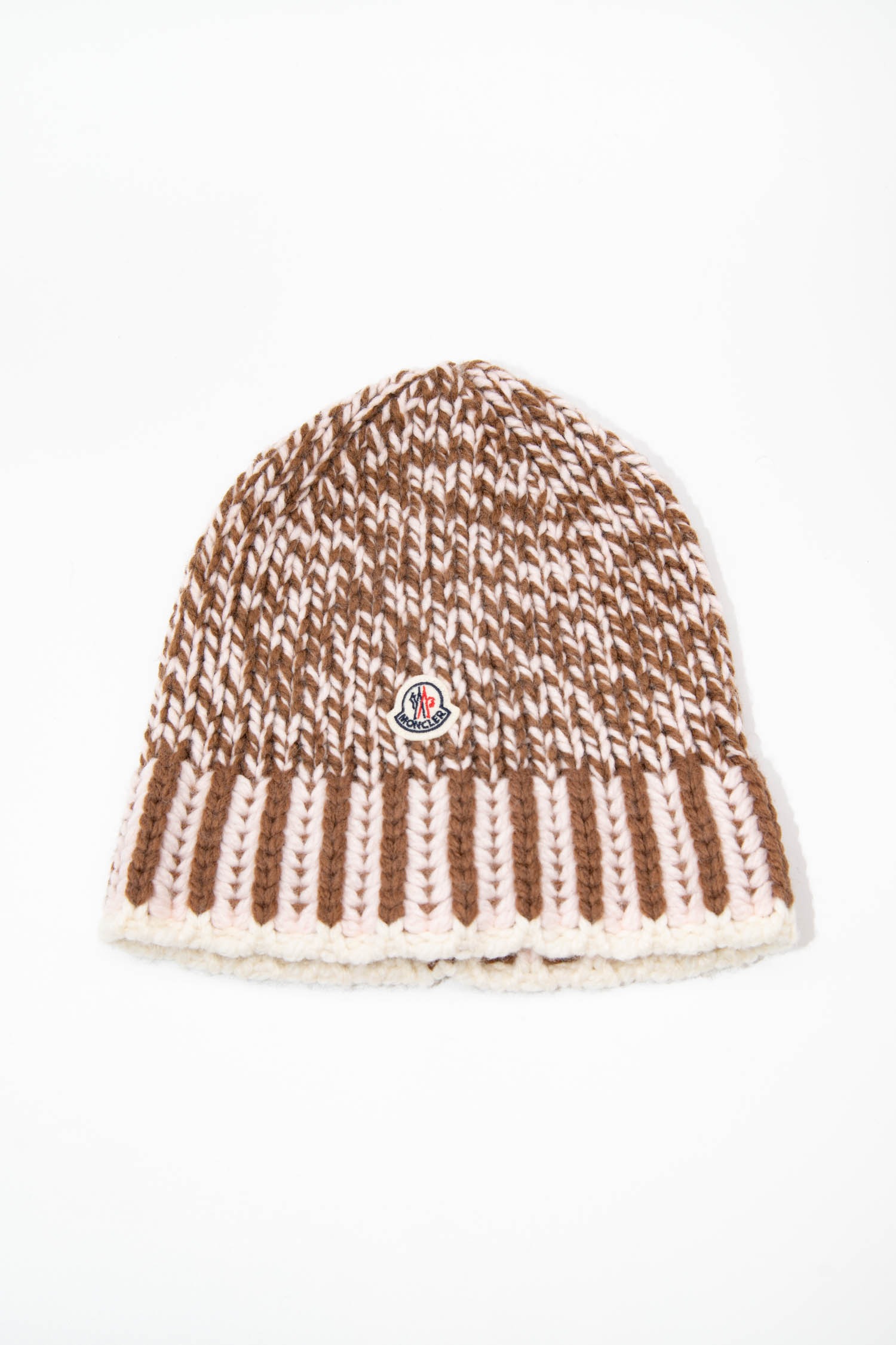 Moncler "Berretto Tricot" Mütze in Braun und Rosa