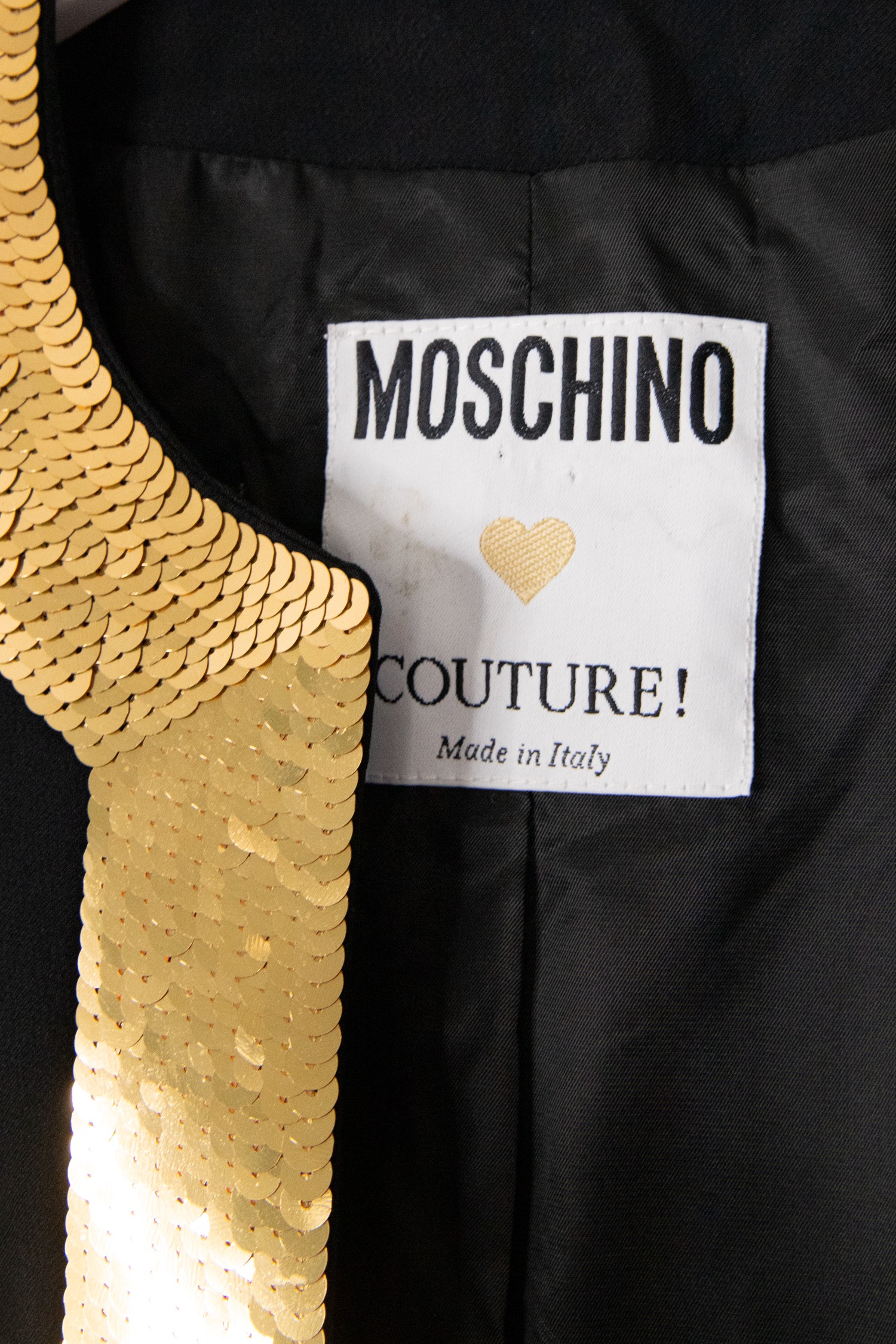 Moschino Vintage Jacke mit goldenen Pailletten in Schwarz
