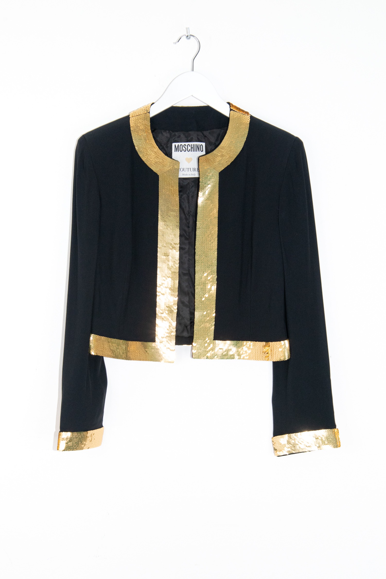 Moschino Vintage Jacke mit goldenen Pailletten in Schwarz