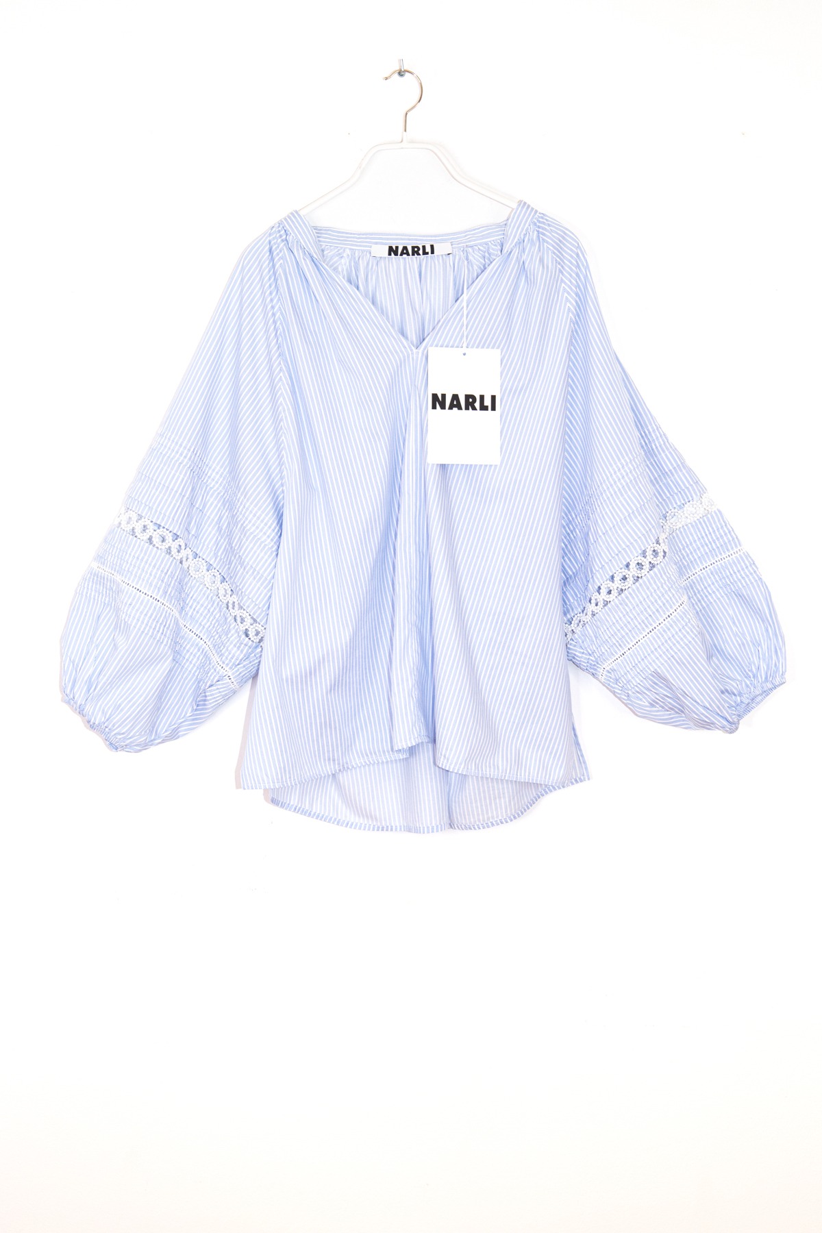 Narli Bluse in Gestreift in Hellblau und Weiß