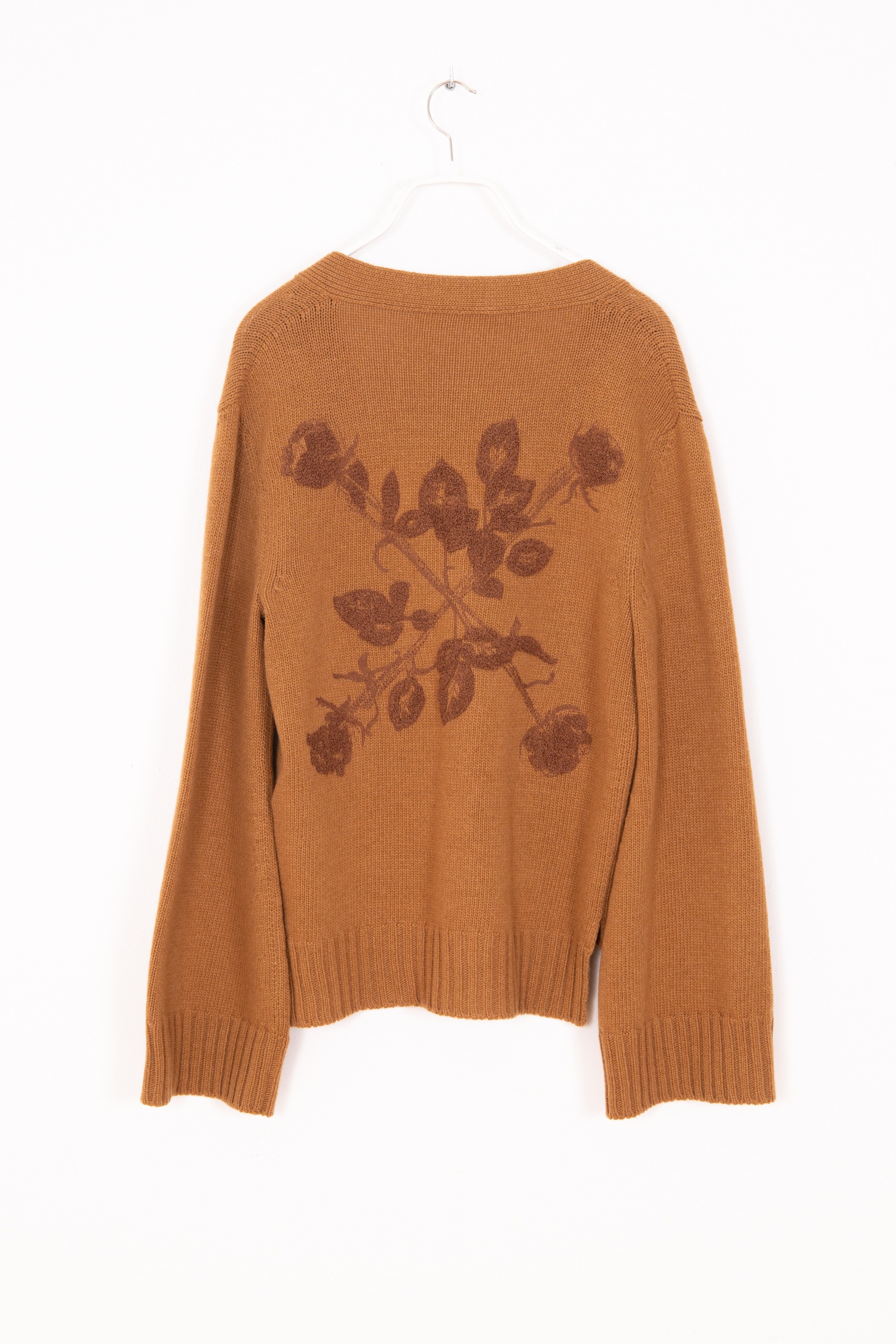 Off-White Strickjacke mit Stickerei in Camel
