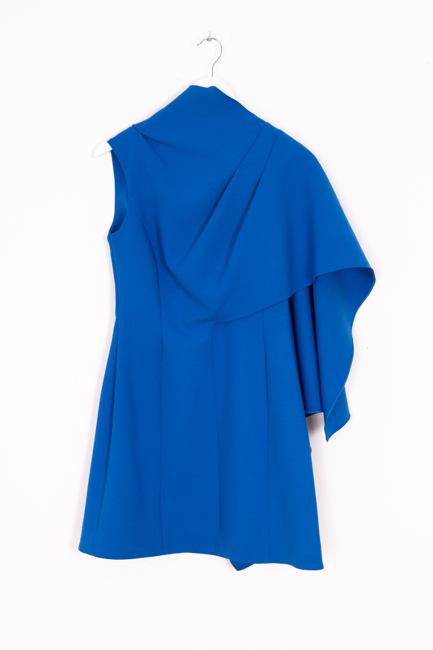 Oscar de la Renta One-Shoulder-Minikleid mit asymmetrischem Cape-Detail in Kobaltblau
