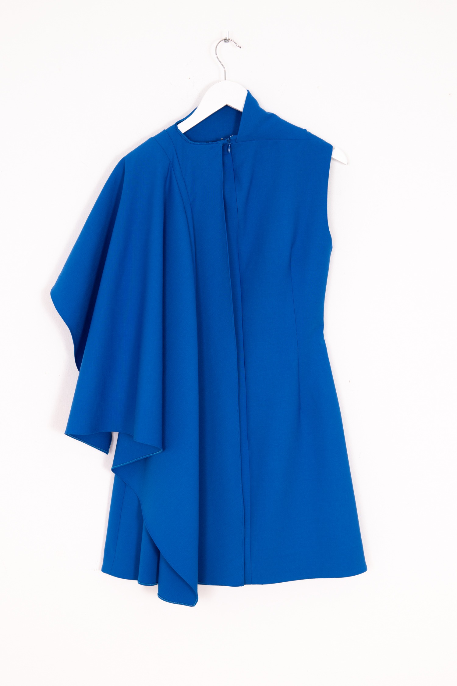 Oscar de la Renta One-Shoulder-Minikleid mit asymmetrischem Cape-Detail in Kobaltblau