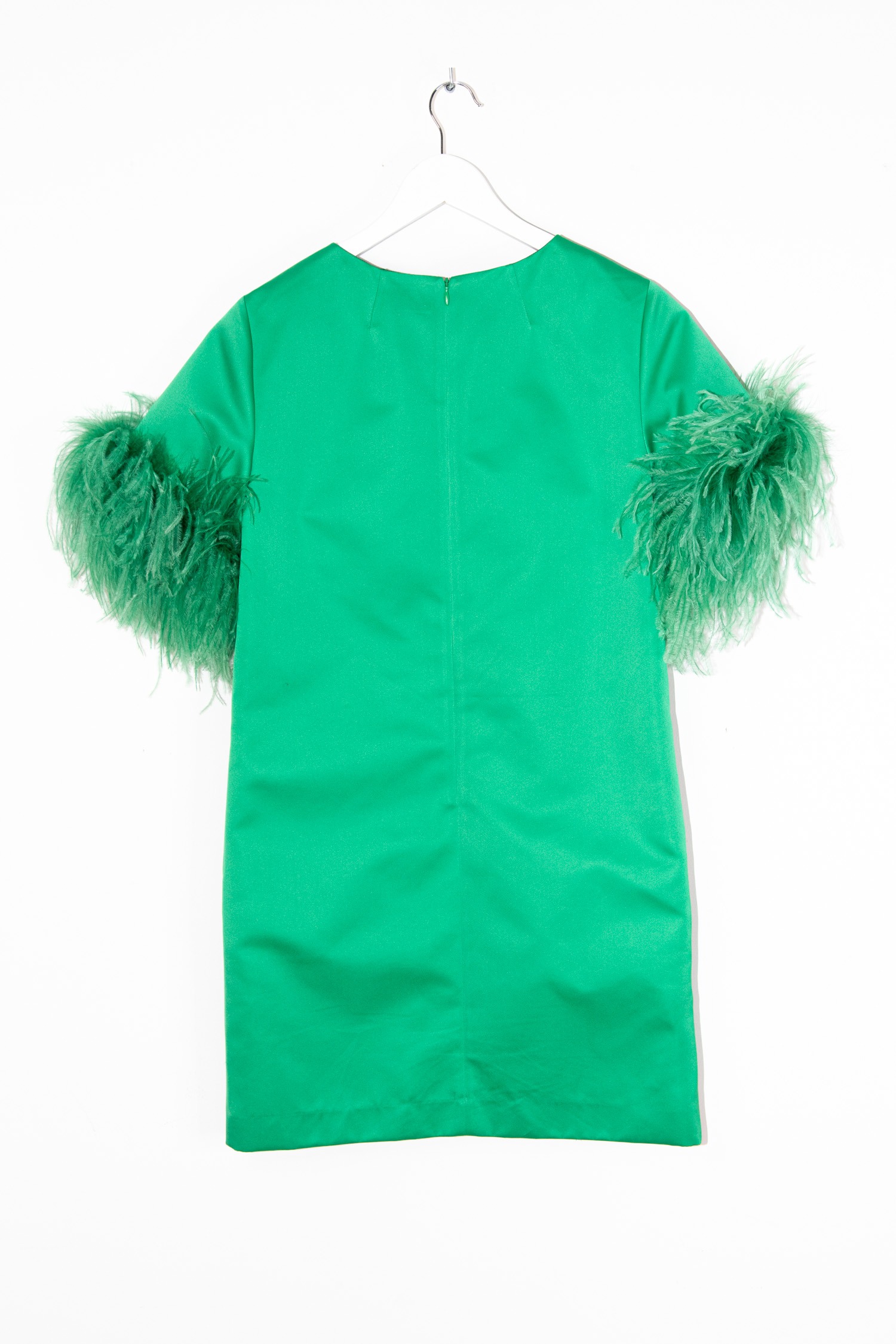 Parosh Minikleid in Grün mit Federn