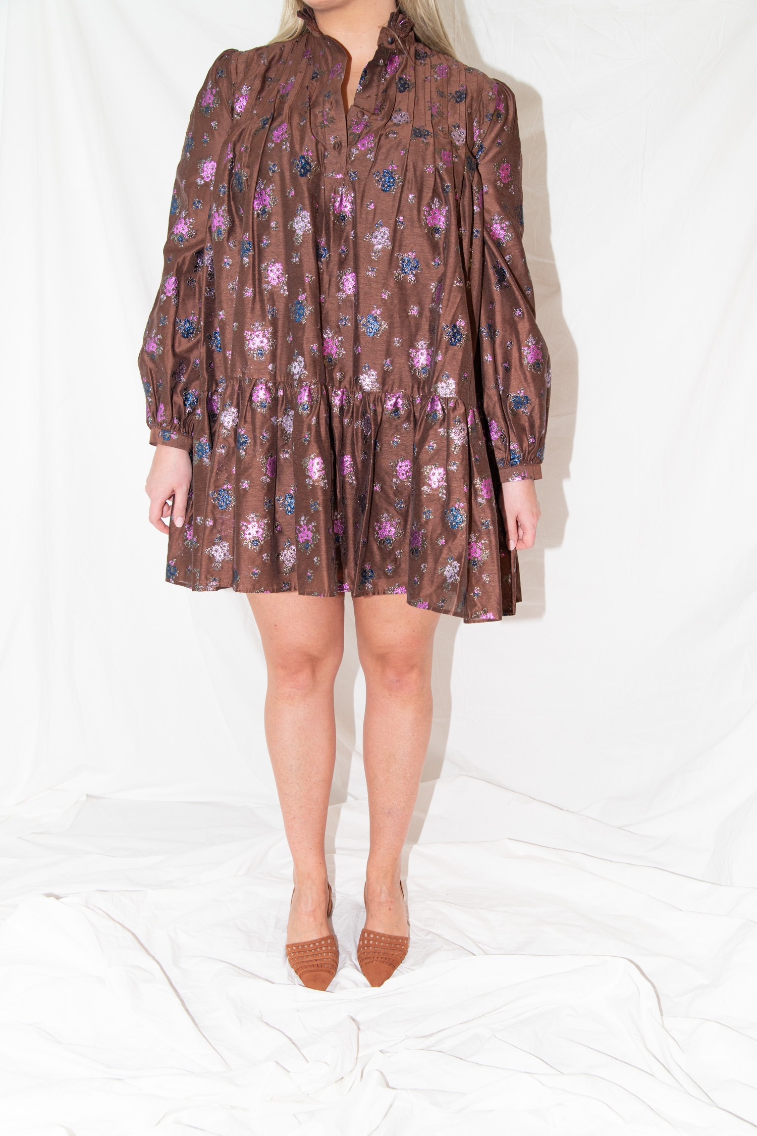 Paul & Joe Minikleid mit Blumen in Braun