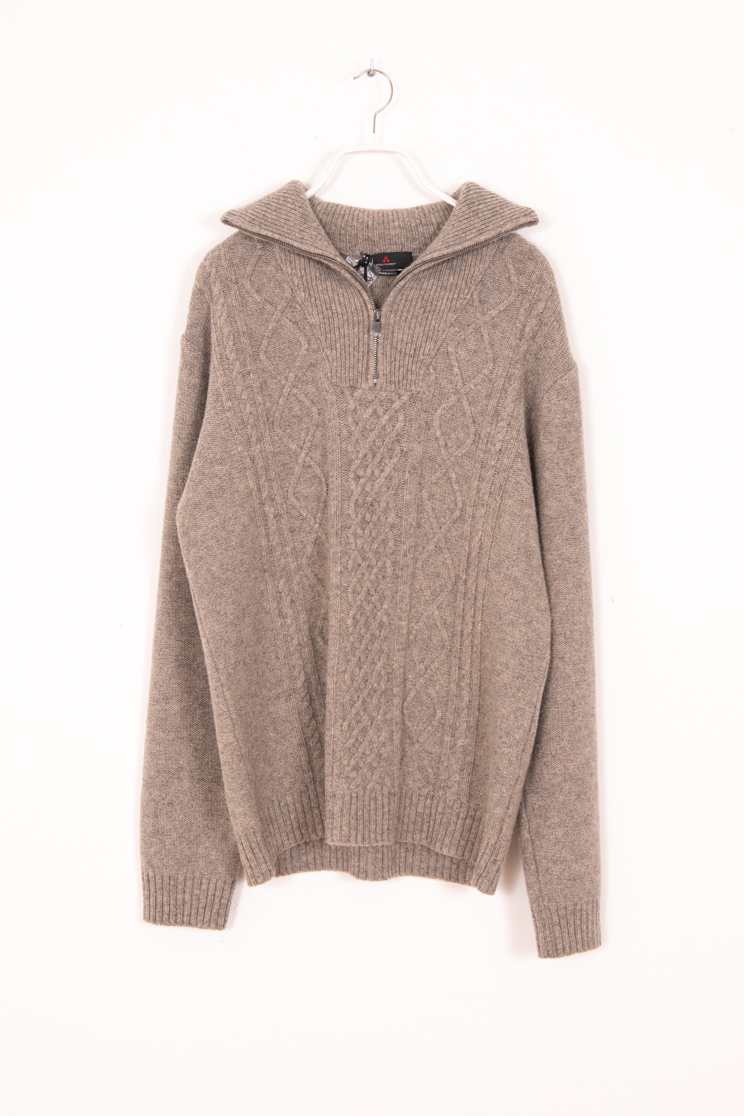 Peuterey Pullover mit Troyer-Kragen in Hellgrau Meliert