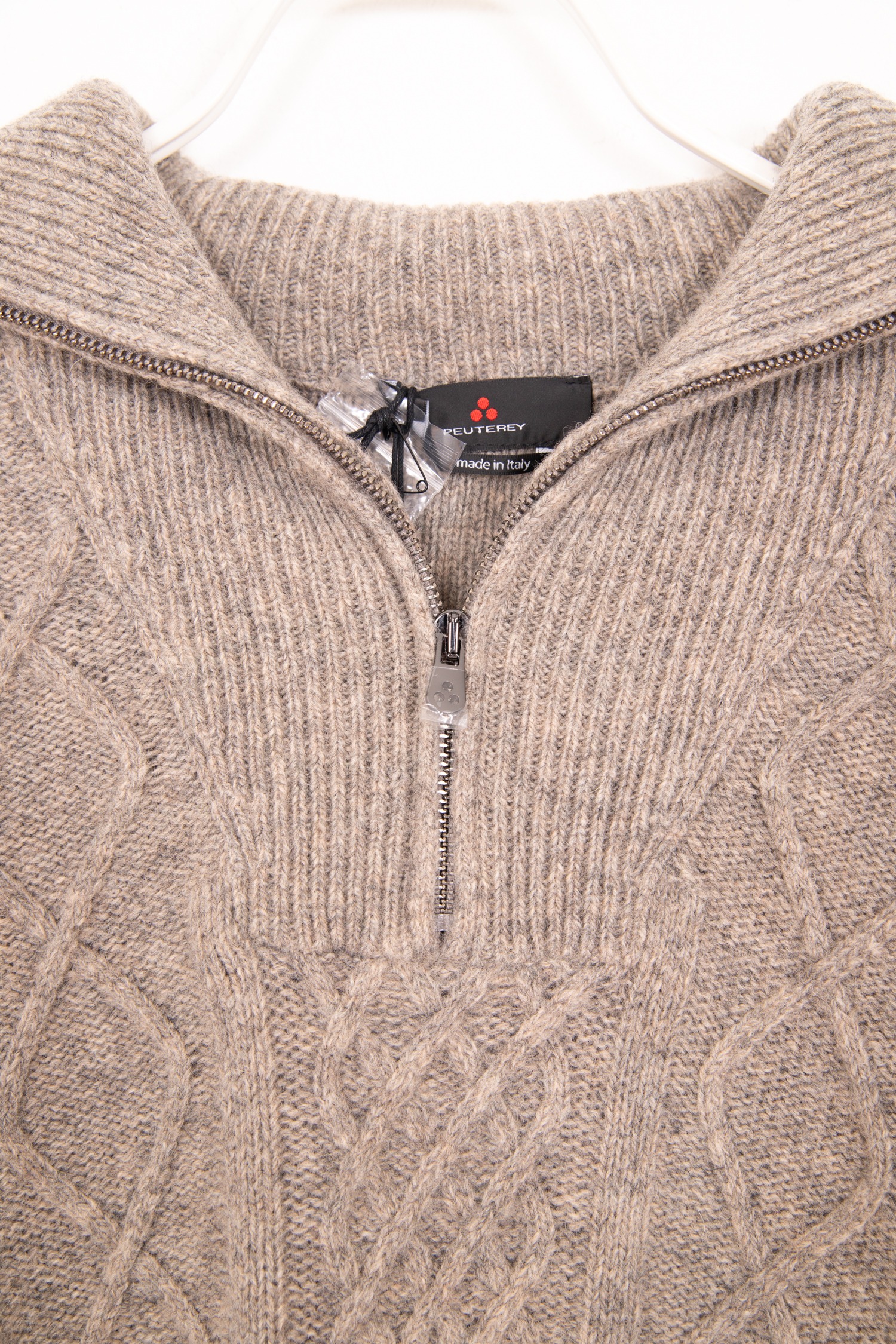 Peuterey Pullover mit Troyer-Kragen in Hellgrau Meliert