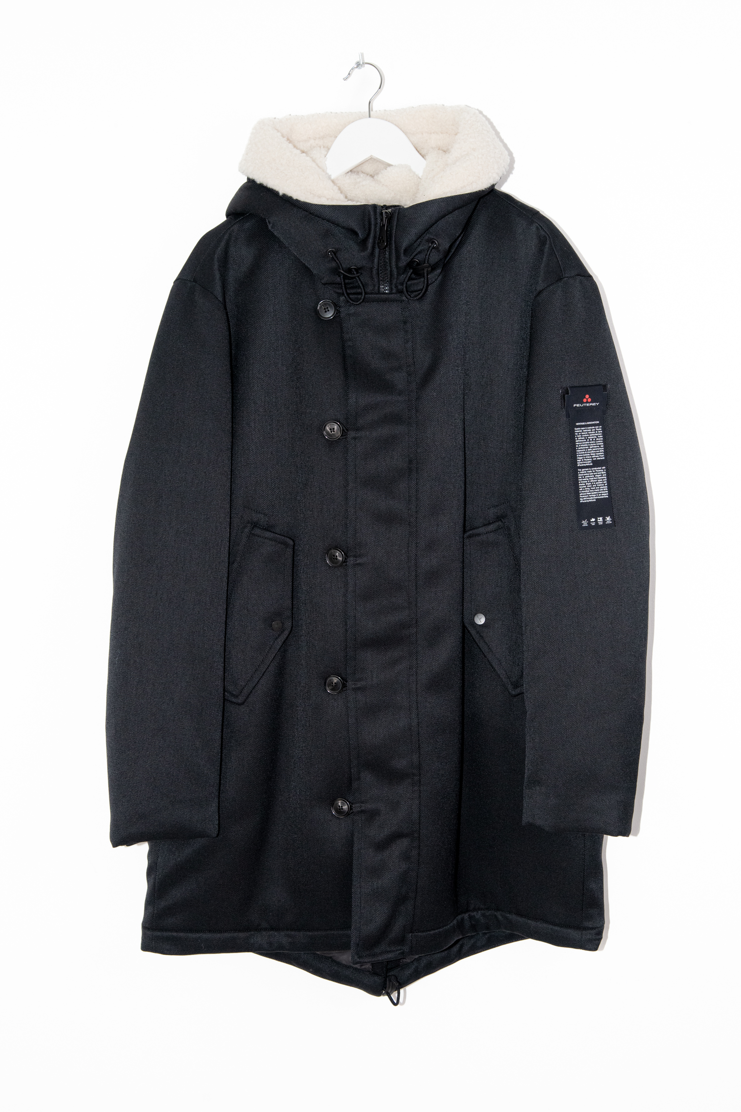 Peuterey Steppmantel in Schwarz und Cremeweiß