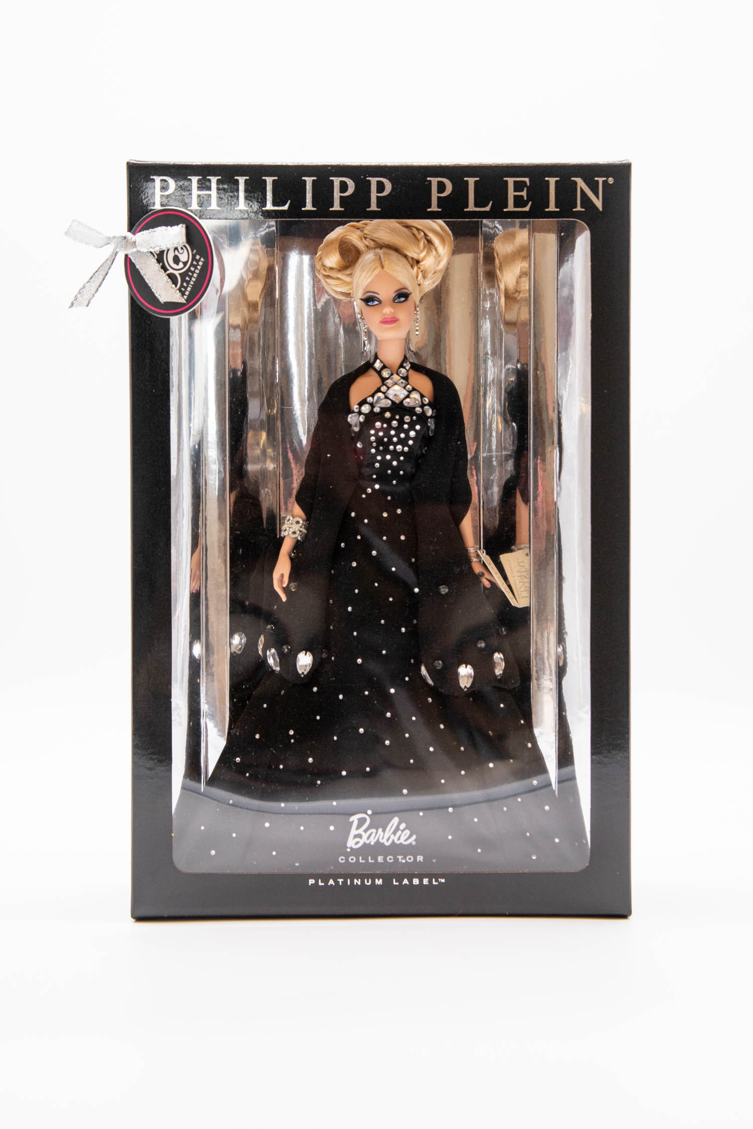Philipp Plein x Mattel Barbiepuppe mit schwarzem Abendkleid