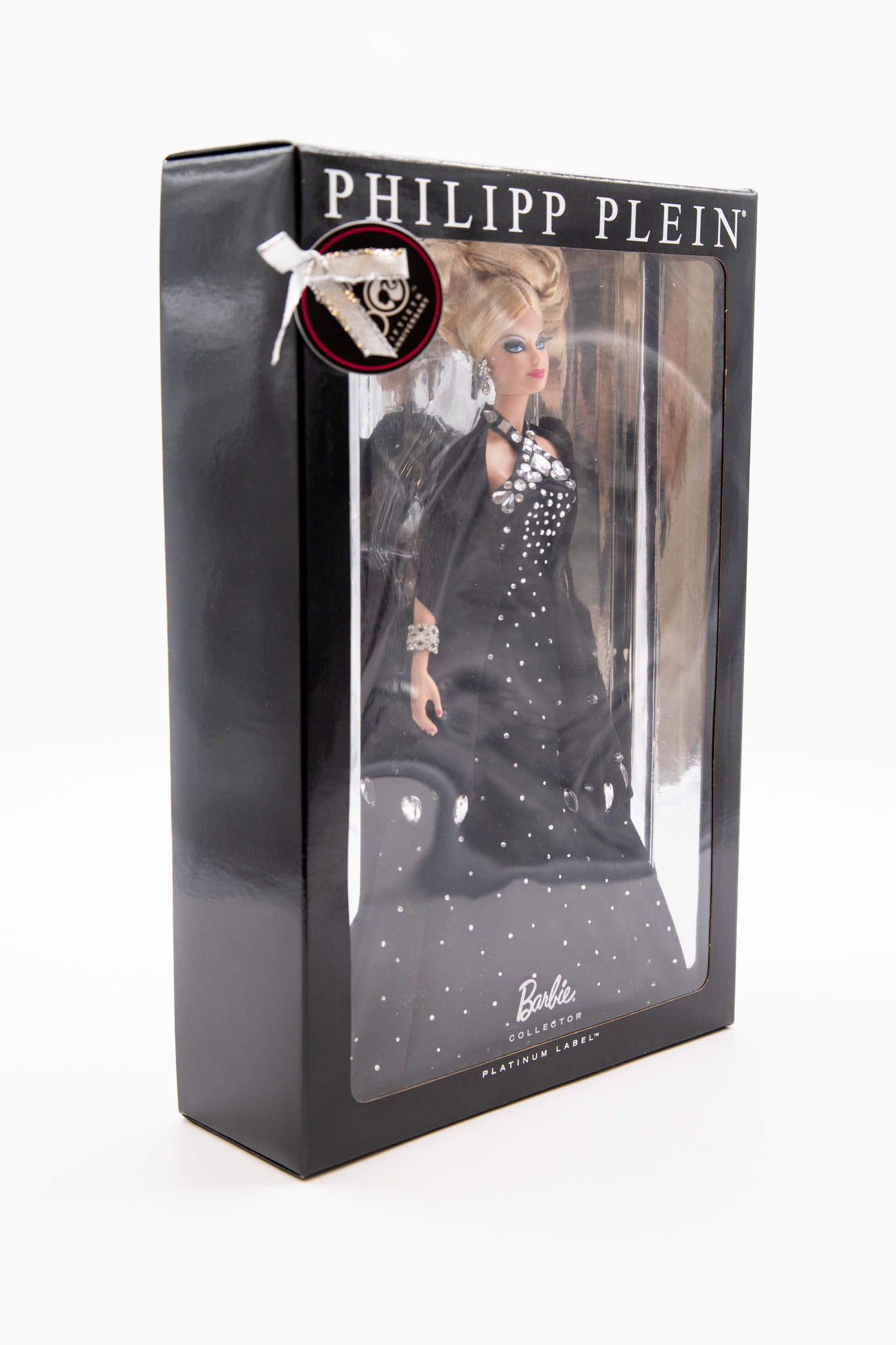 Philipp Plein x Mattel Barbiepuppe mit schwarzem Abendkleid