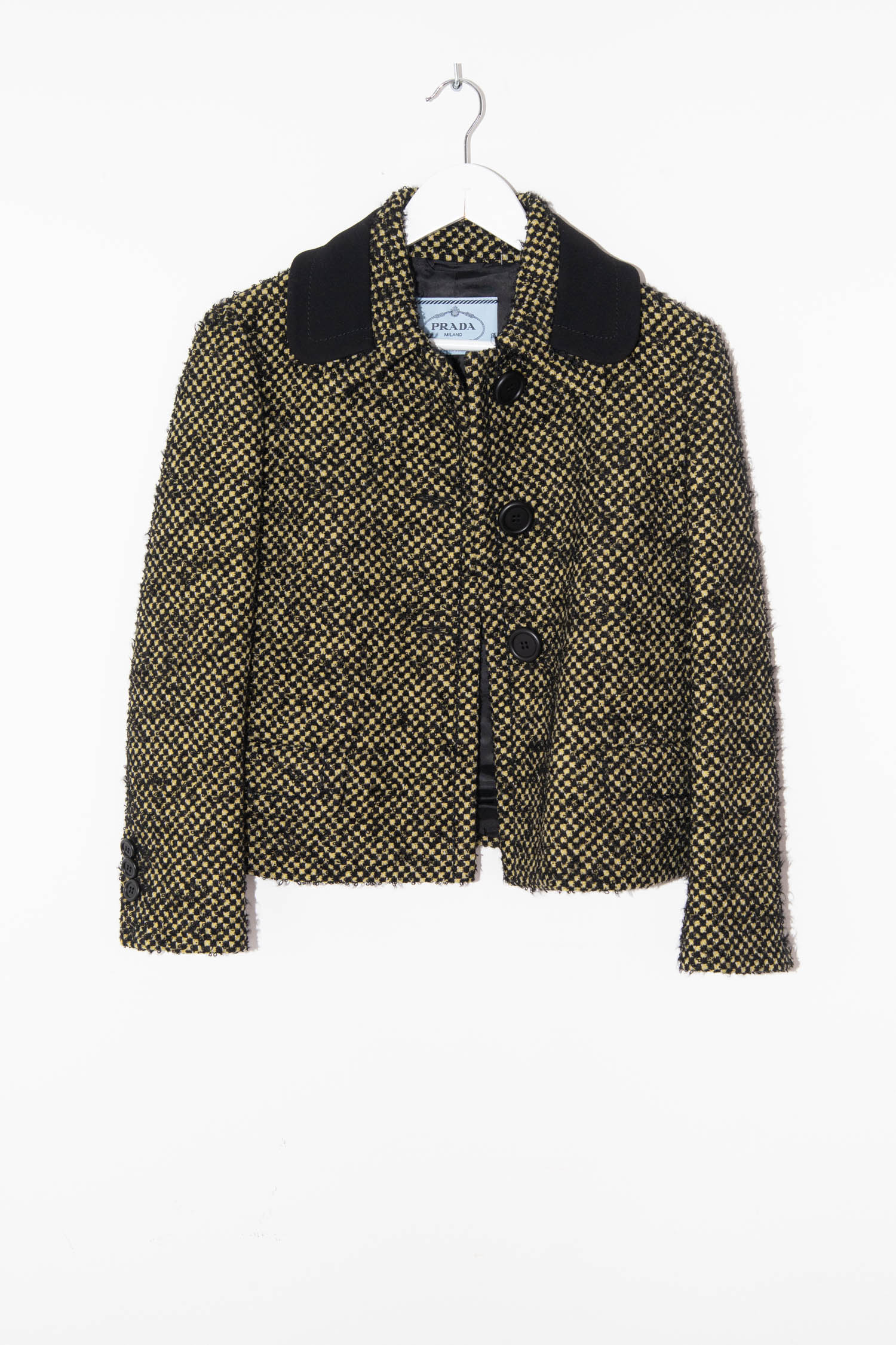 Prada Jacke mit Doppelkragen in Schwarz und Gelb