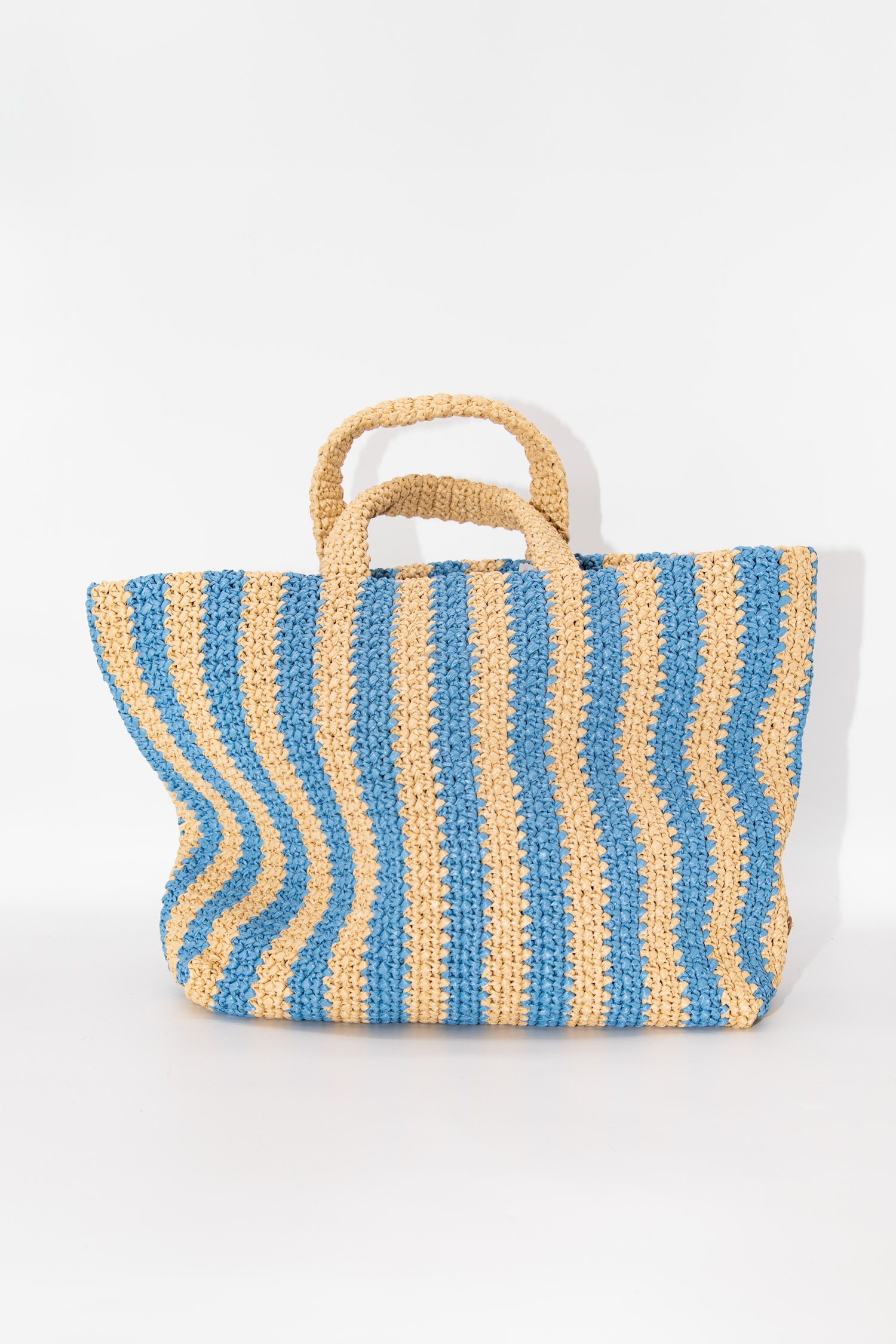 Prada Shopper aus Bast in Beige und Hellblau