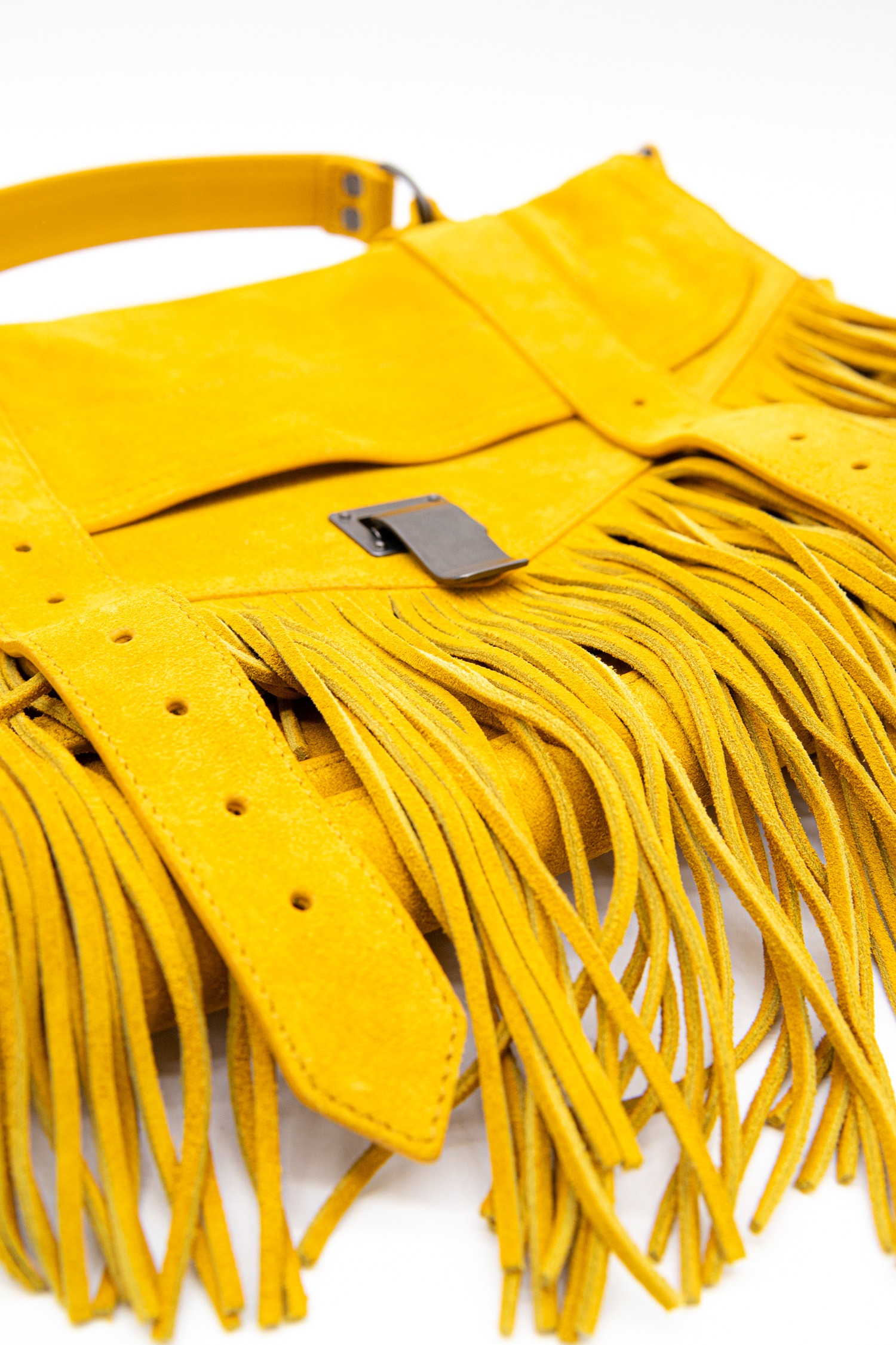 Proenza Shouler "PS1" Umhängetasche aus Veloursleder in Gelb