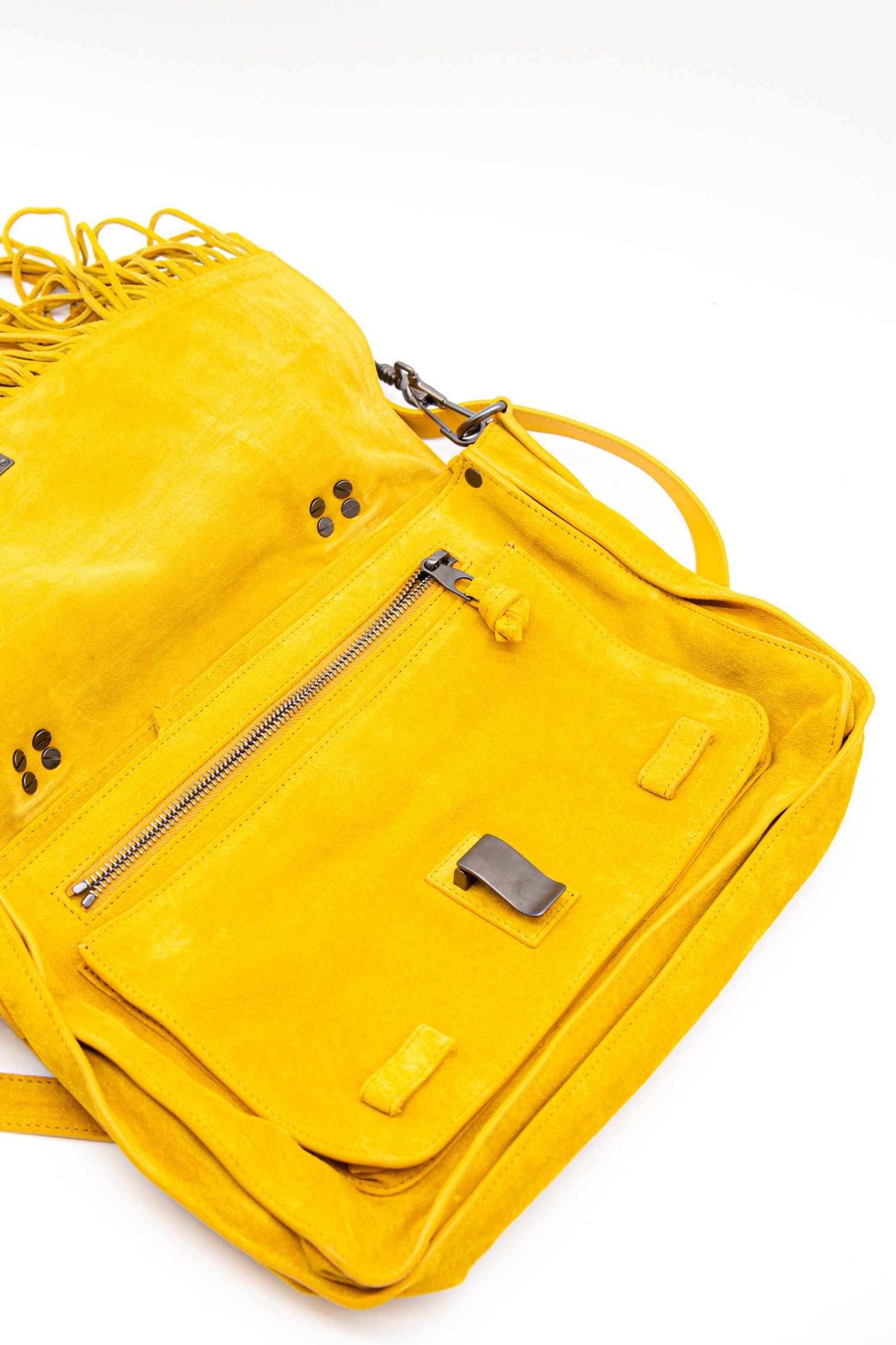 Proenza Shouler "PS1" Umhängetasche aus Veloursleder in Gelb