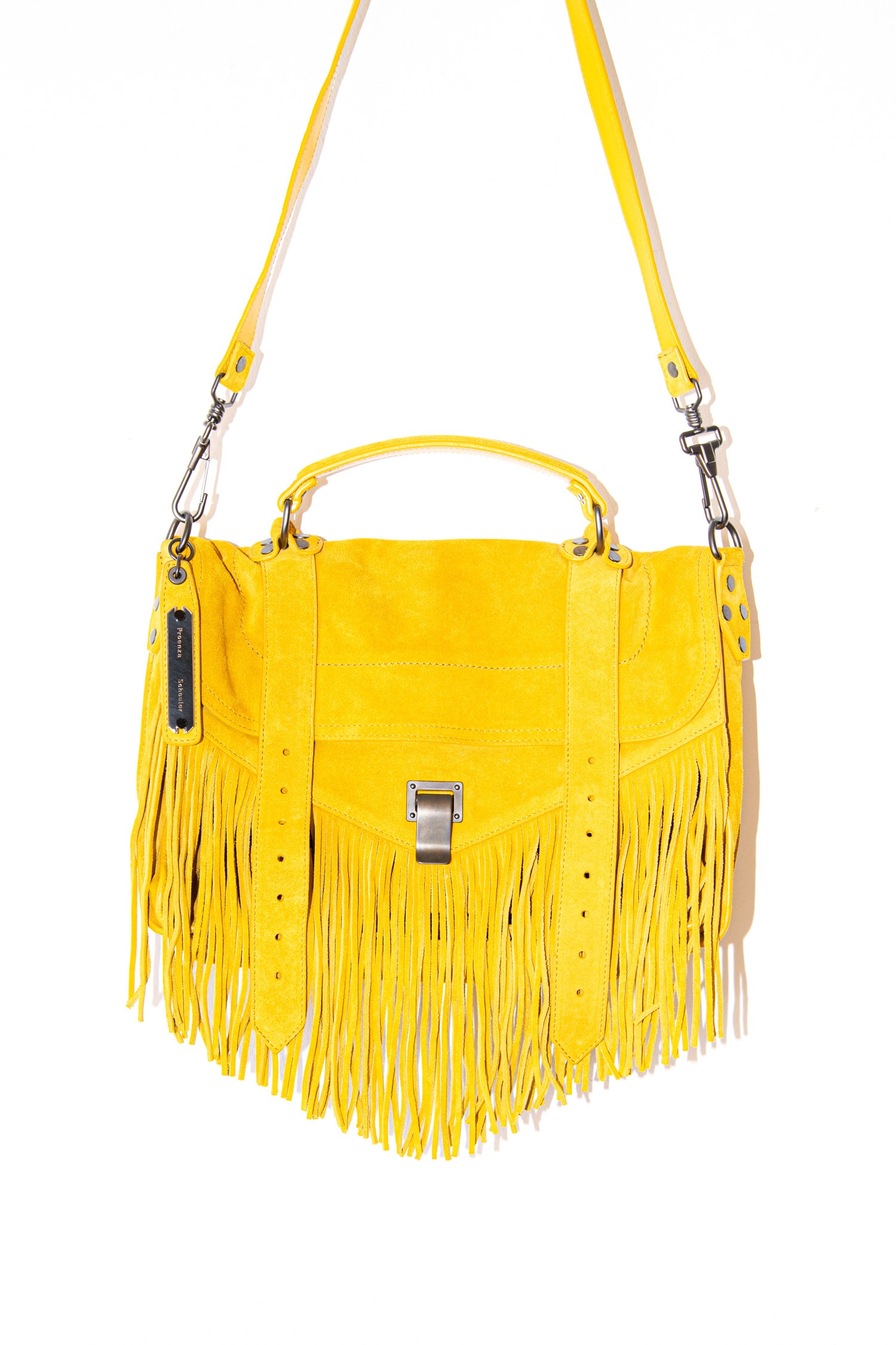 Proenza Shouler "PS1" Umhängetasche aus Veloursleder in Gelb