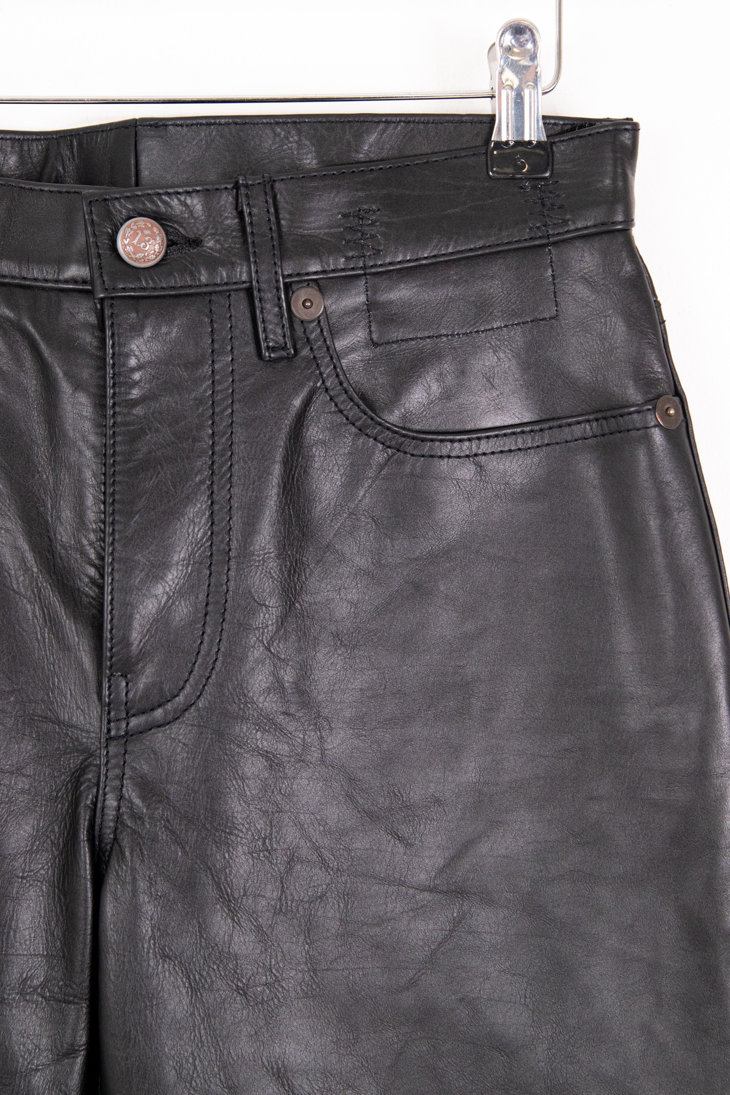 R13 "Janet Relaxed Flair" Lederhose in Schwarz