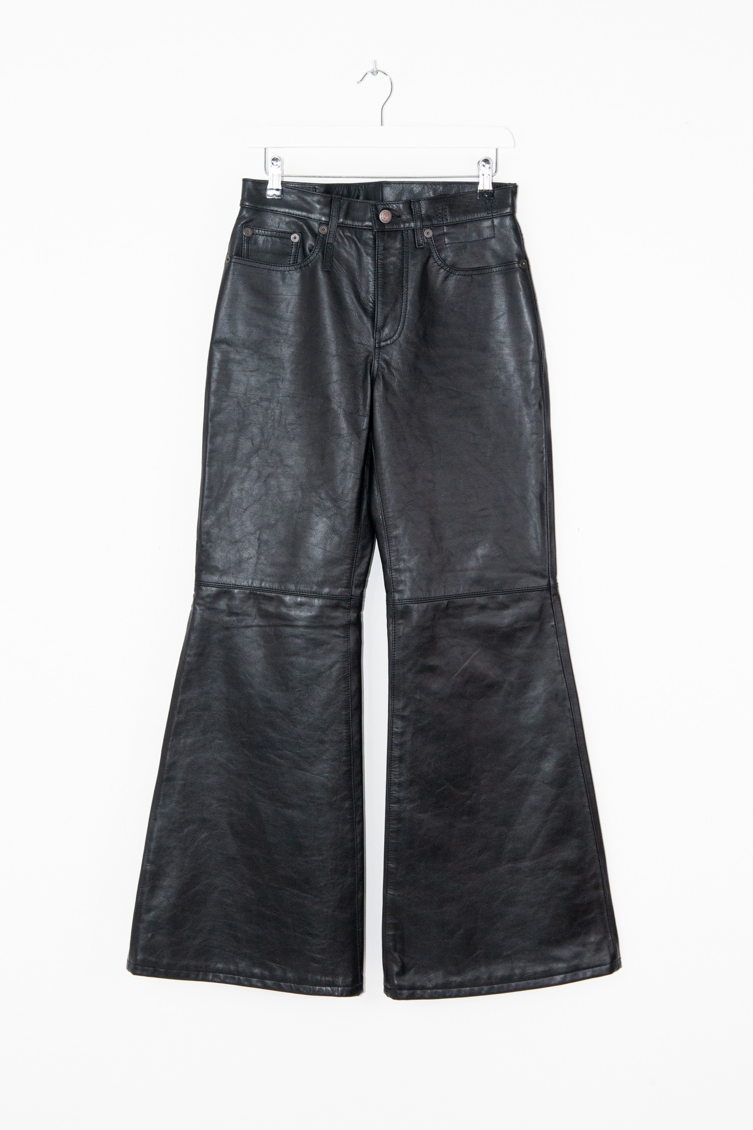 R13 "Janet Relaxed Flair" Lederhose in Schwarz