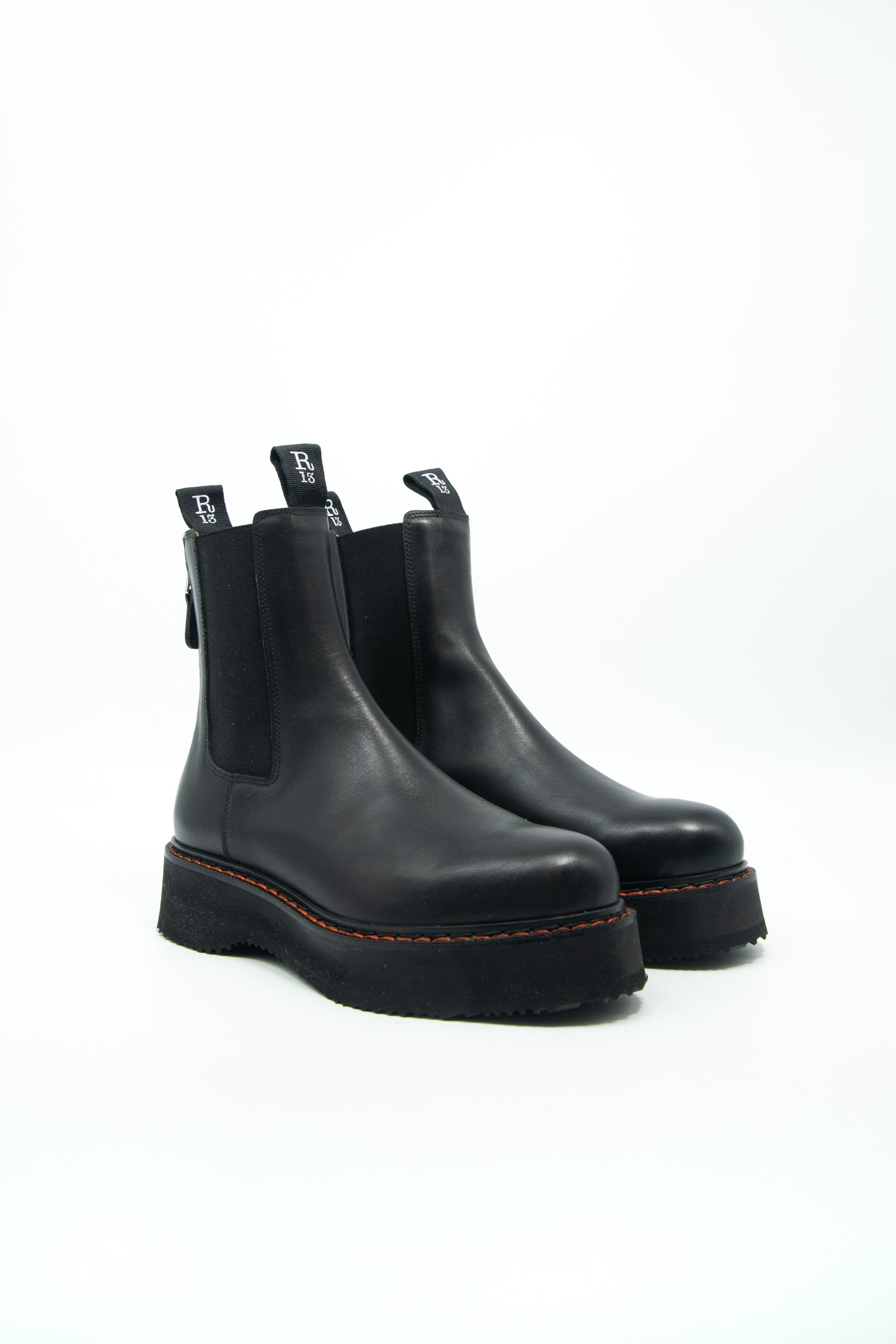 R13 "Single Stack" Chelsea Boots in Schwarz