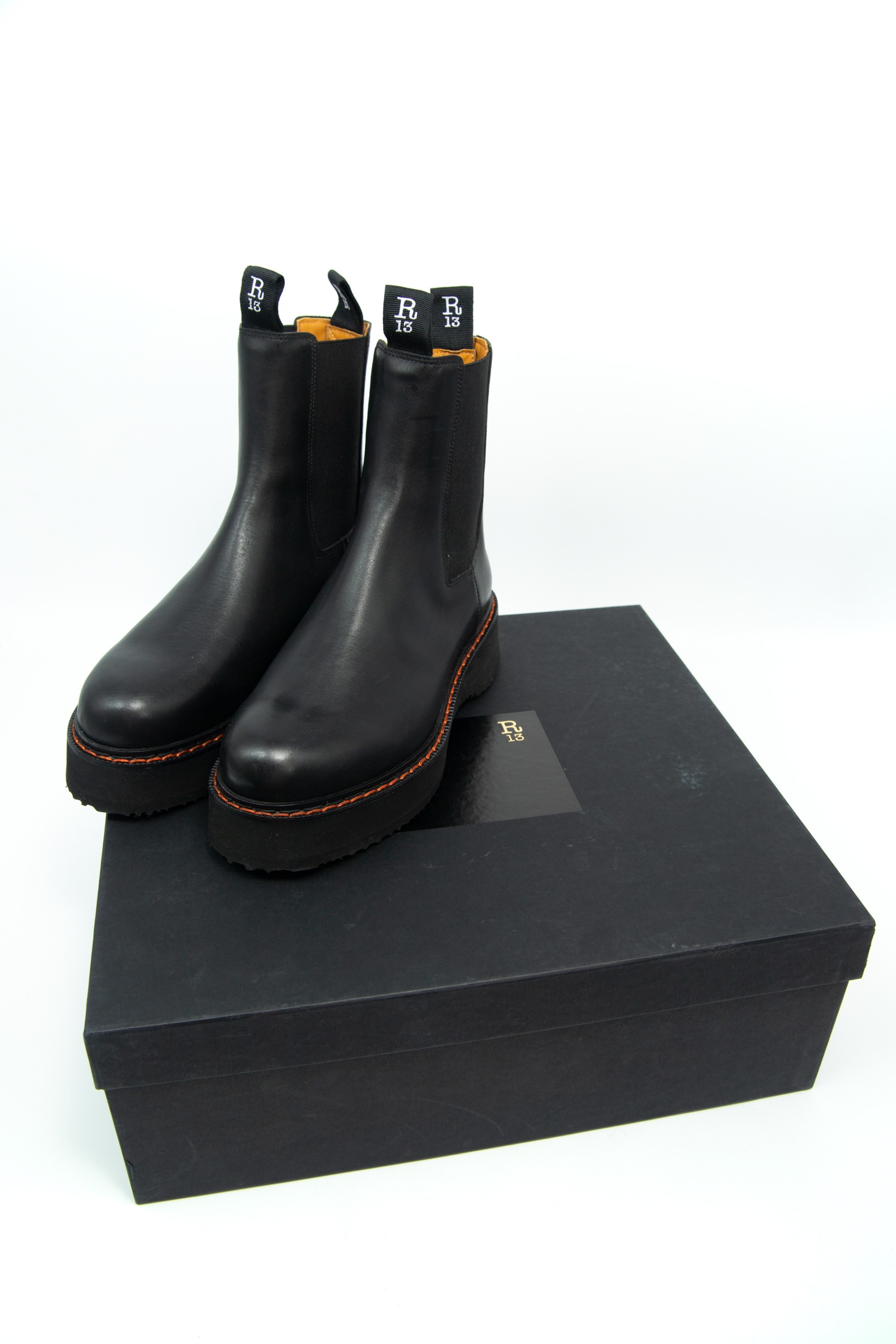 R13 "Single Stack" Chelsea Boots in Schwarz