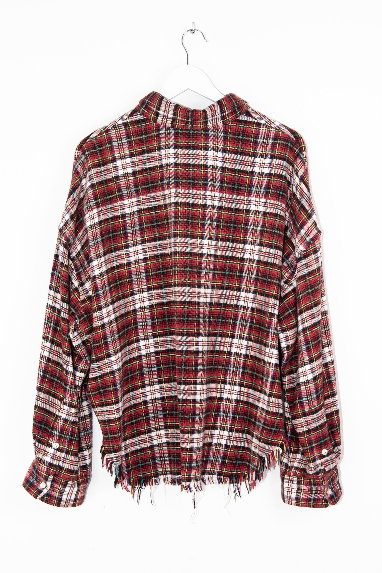 R13 "Drop Neck Cropped" Hemd mit Karomuster in Rot