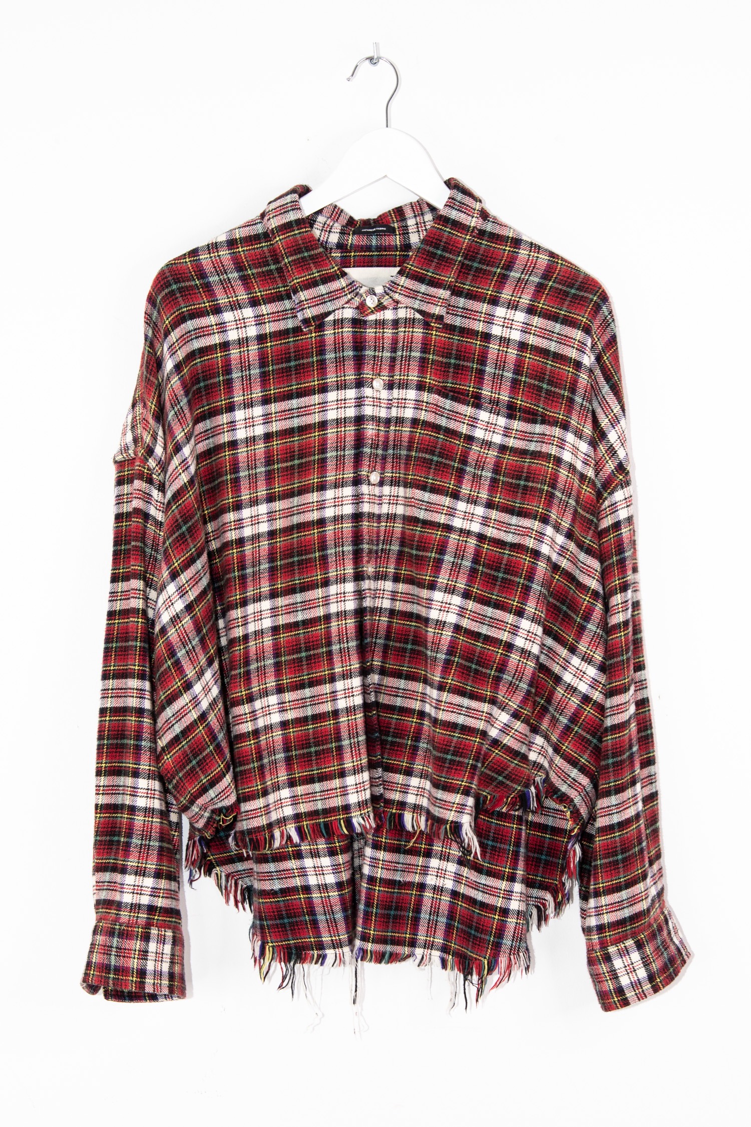 R13 "Drop Neck Cropped" Hemd mit Karomuster in Rot