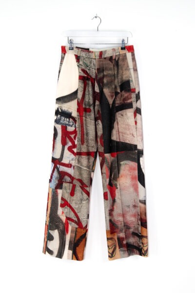 R13 "Damon" Woll-Hose mit Graffiti-Muster