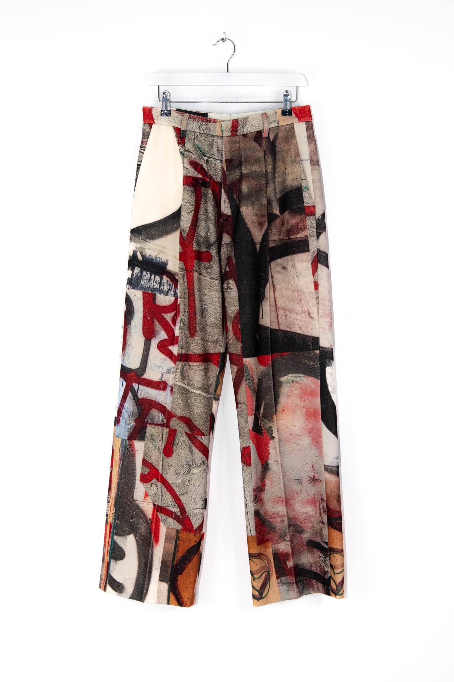 R13 "Damon" Woll-Hose mit Graffiti-Muster