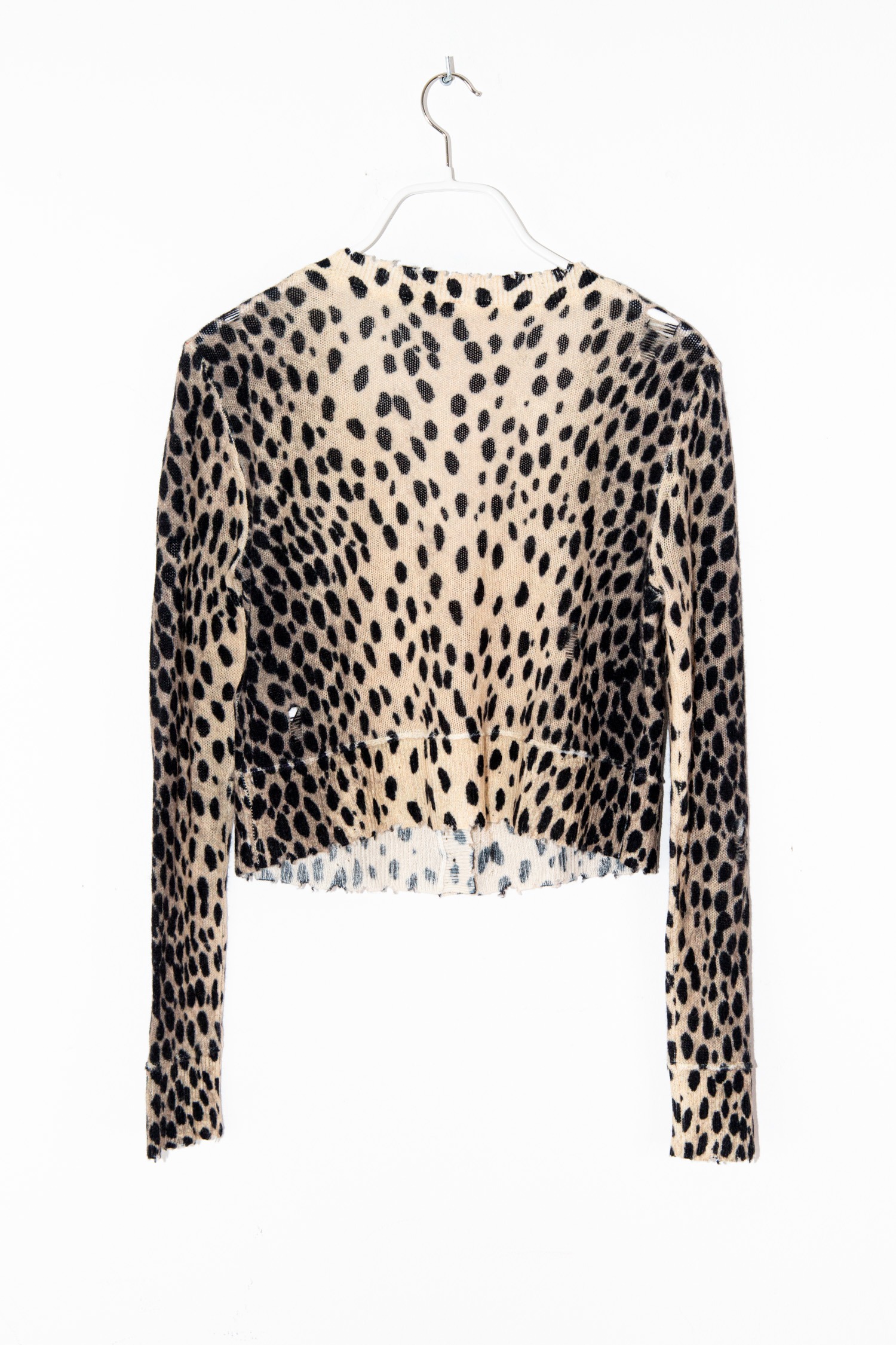 R13 Strickjacke mit Leomuster in Beige und Schwarz