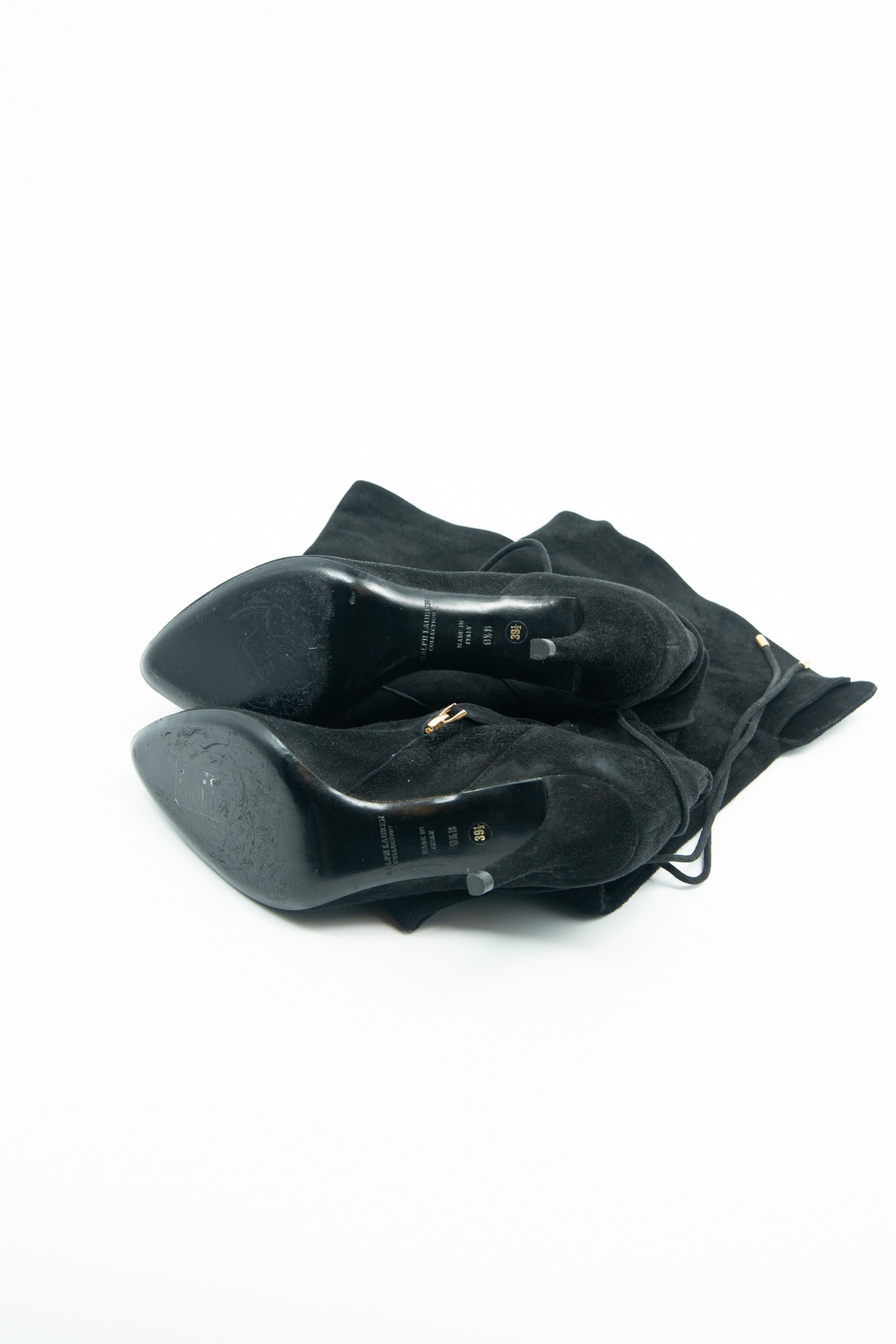 Ralph Lauren Overknee-Stiefel aus Velorsleder in Schwarz