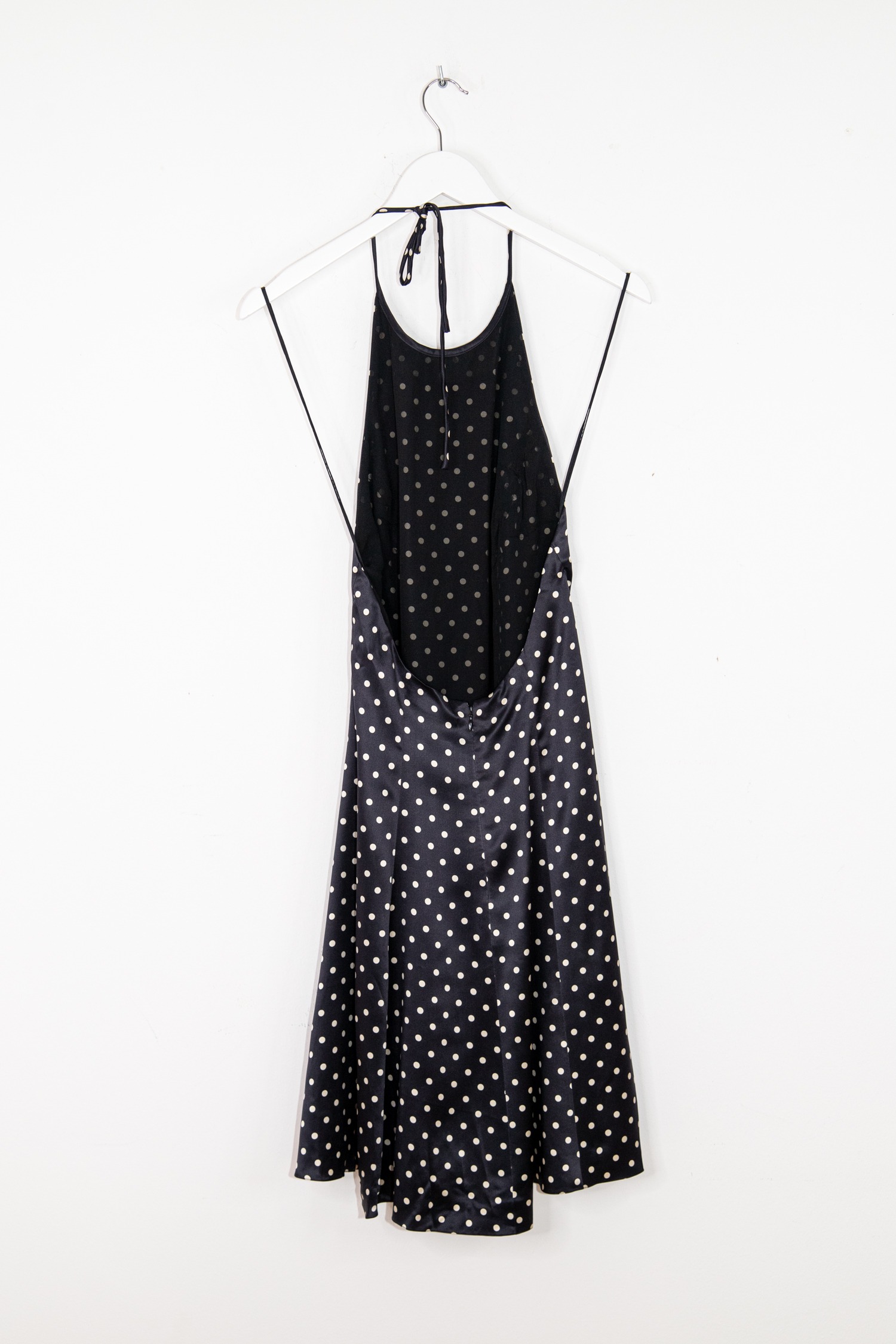Ralph Lauren Neckholderkleid mit Punkten in Schwarz und Ecru