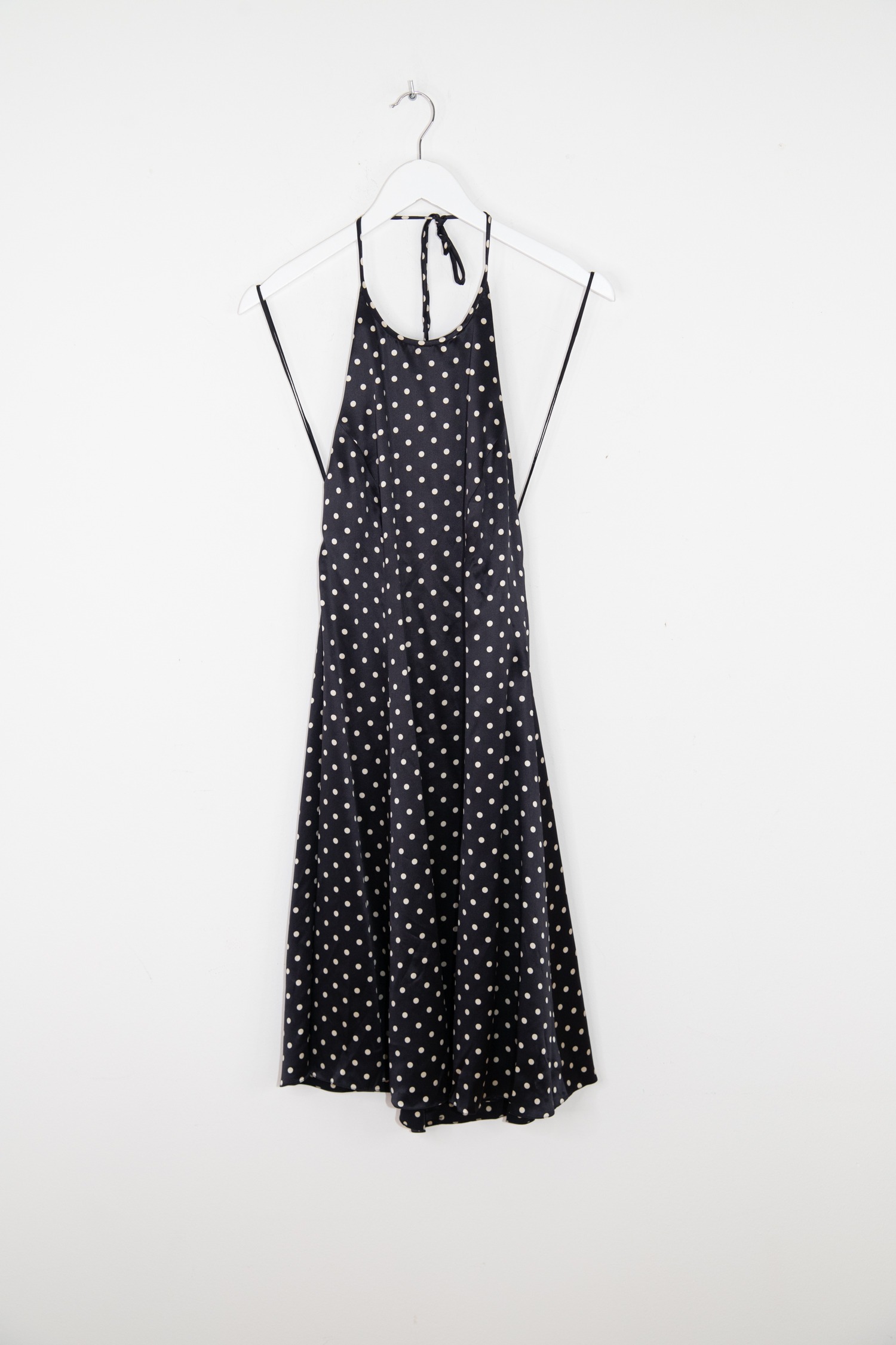 Ralph Lauren Neckholderkleid mit Punkten in Schwarz und Ecru