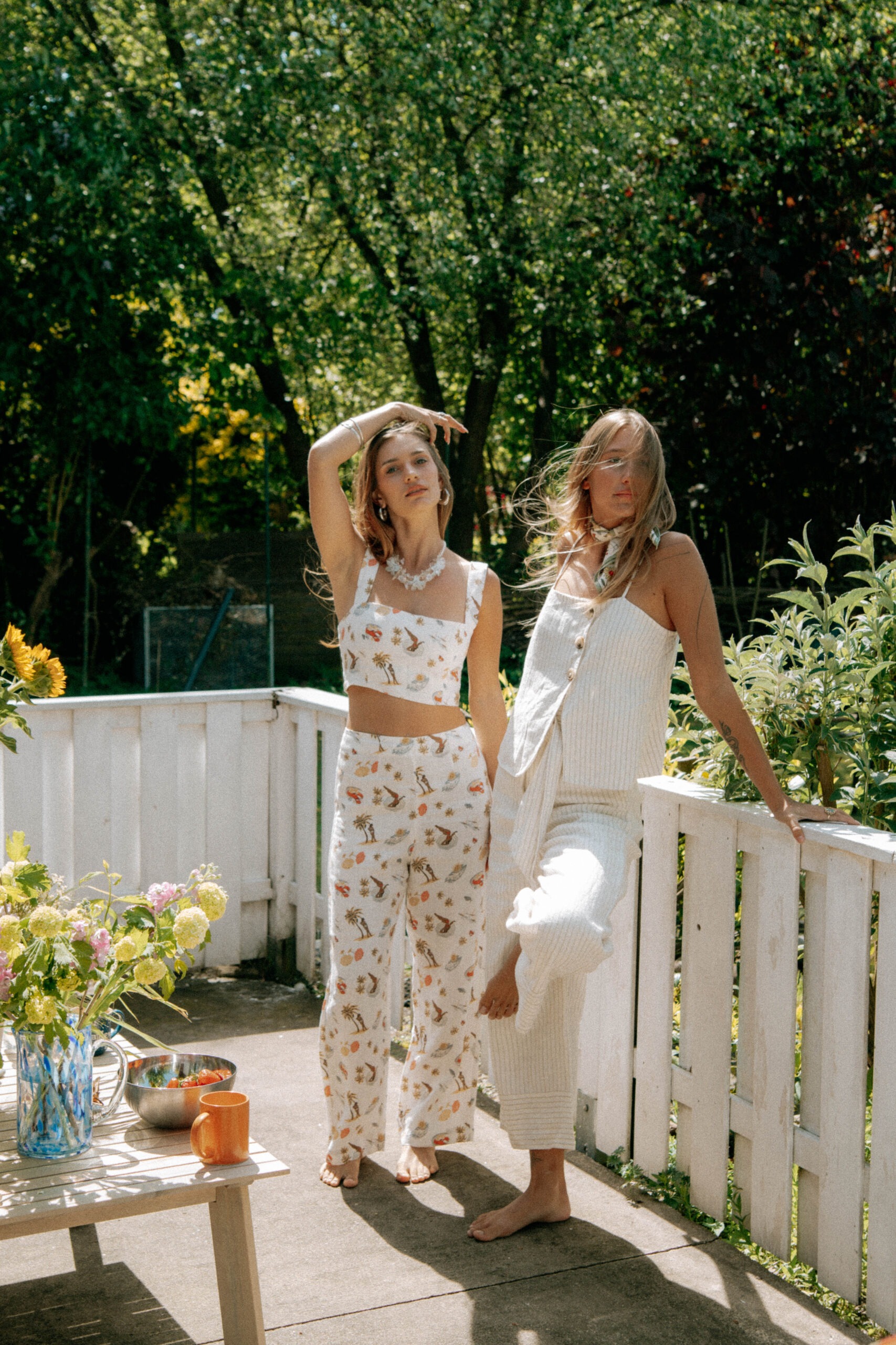 Reformation Set mit sommerlichen Motiv in Cremeweiß