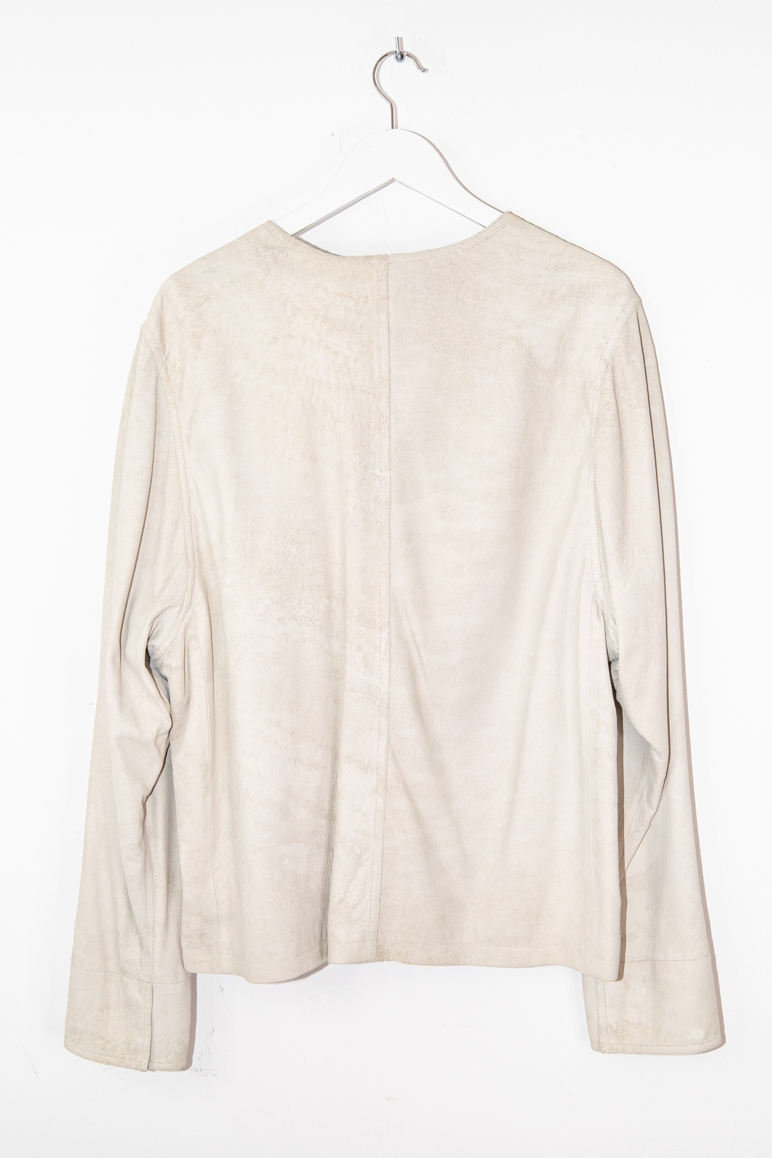 Rick Owens Lederjacke in Ecru und Silber