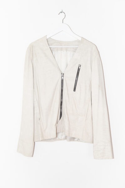 Rick Owens Lederjacke in Ecru und Silber