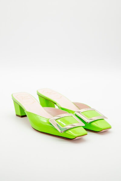 Roger Vivier "Belle Vivier" Lackpantoletten mit Absatz in Grün