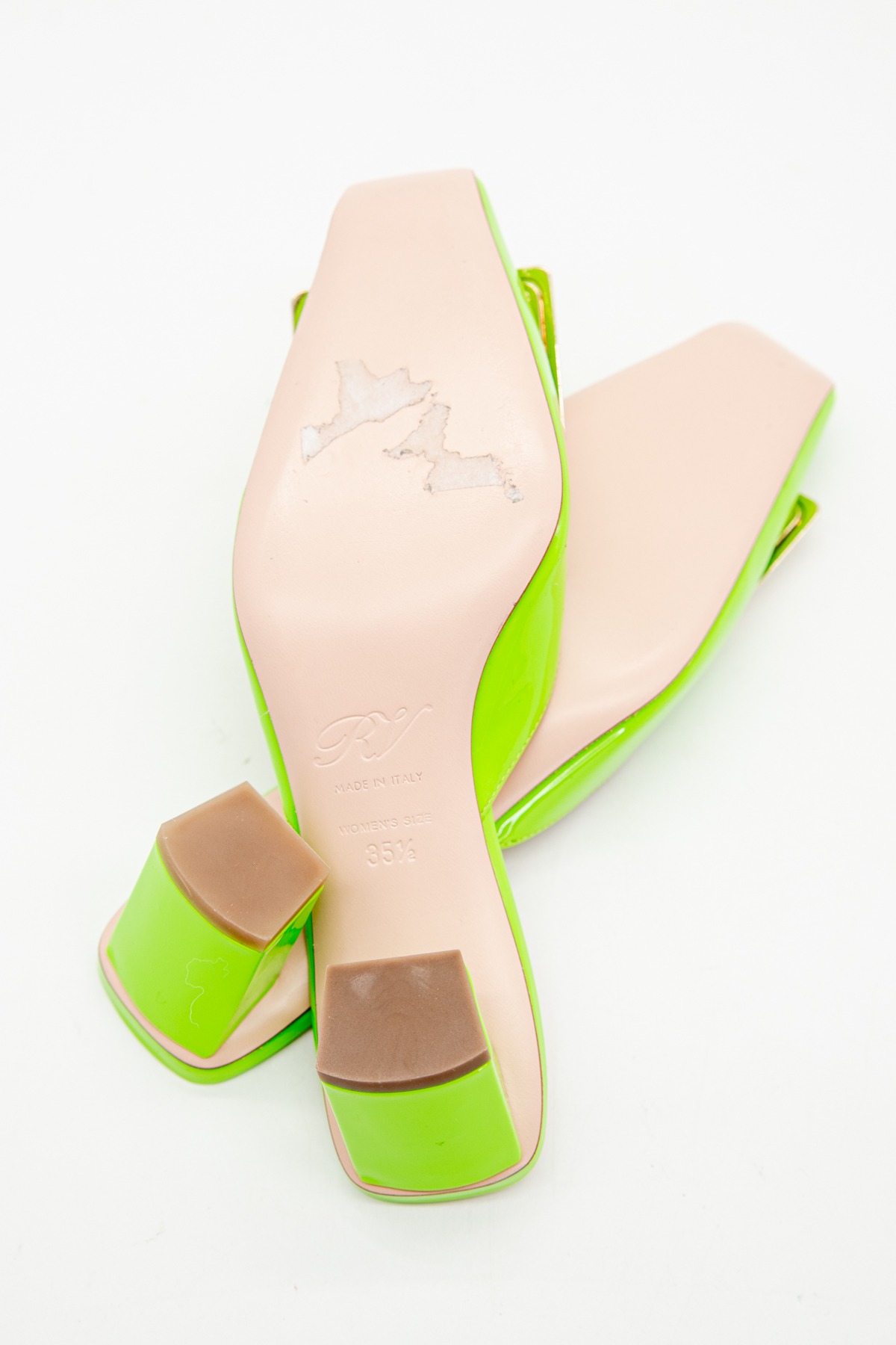 Roger Vivier "Belle Vivier" Lackpantoletten mit Absatz in Grün