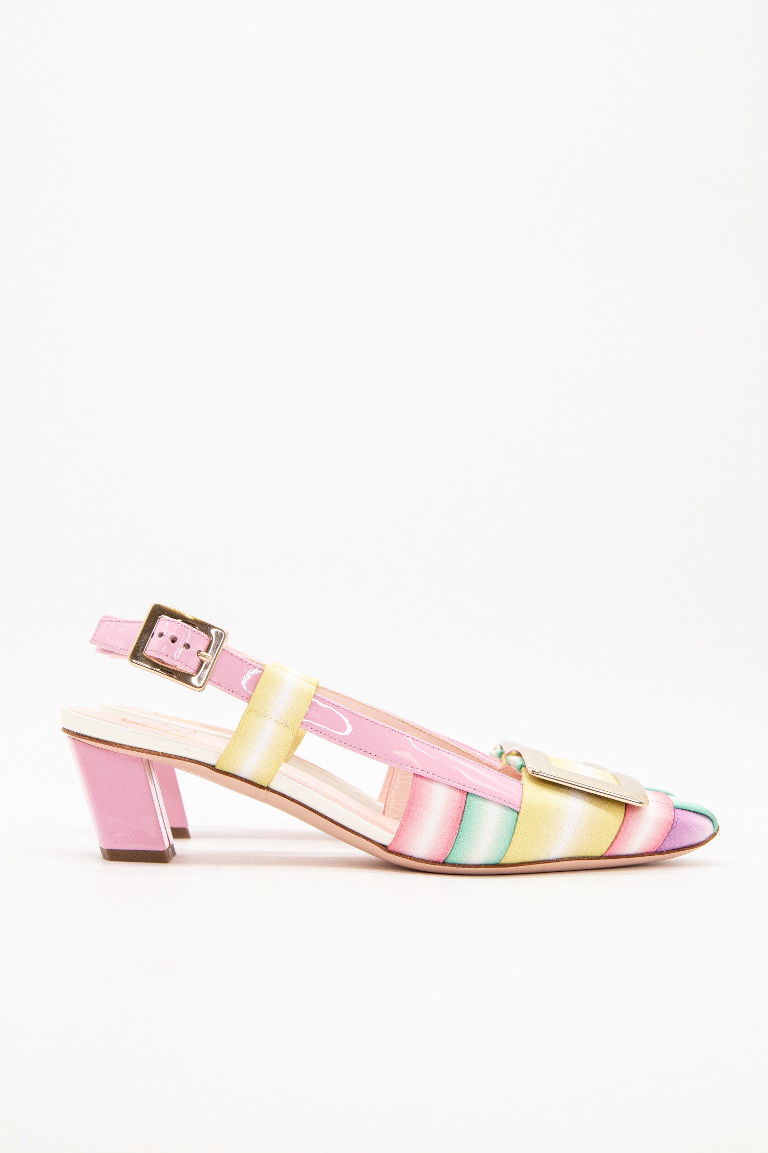 Roger Vivier Pumps mit Flecht-Optik in Rosa, Mint und Gold