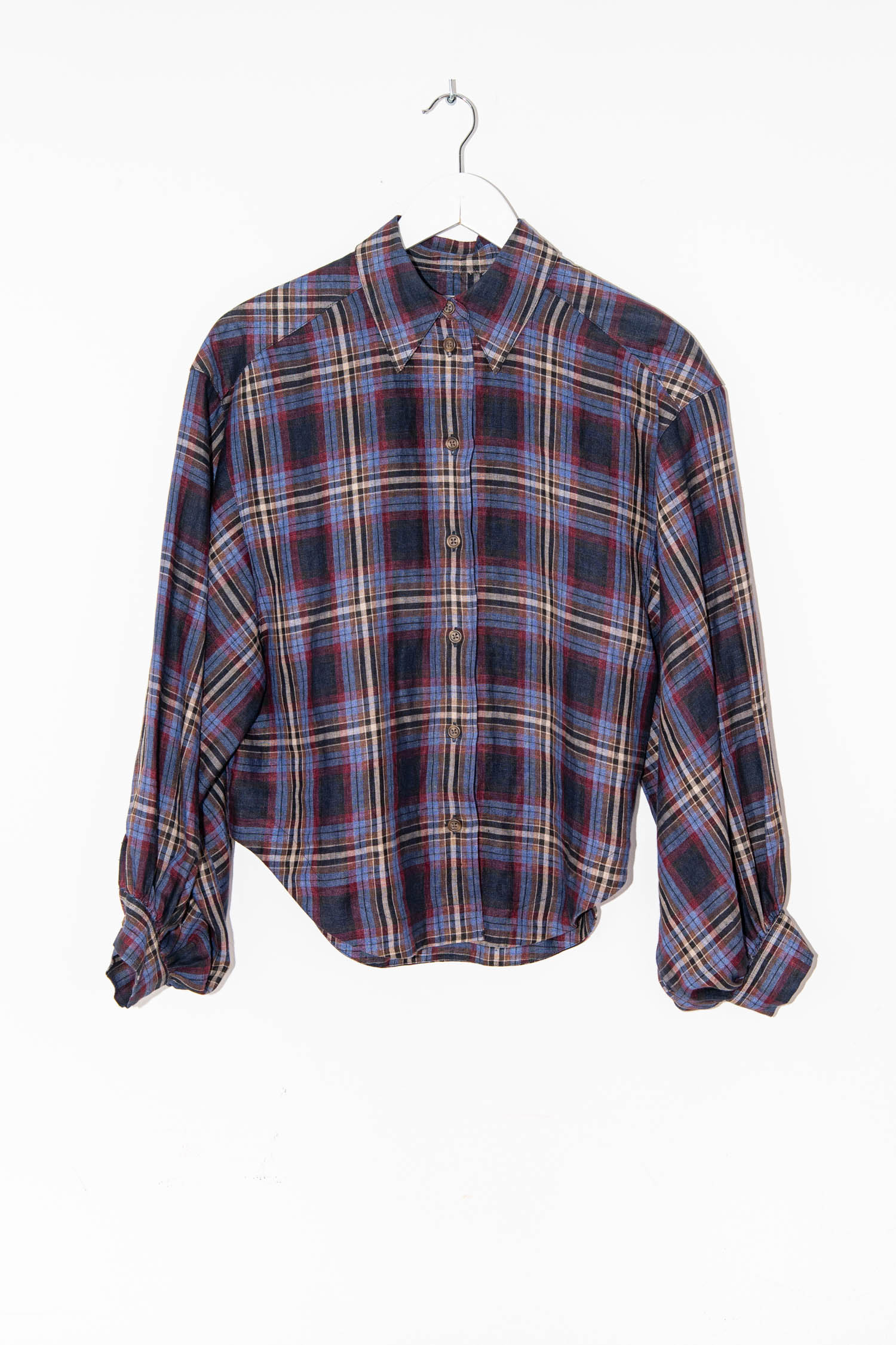 Róhe "Ada" Bluse mit Karomuster in Dunkelblau