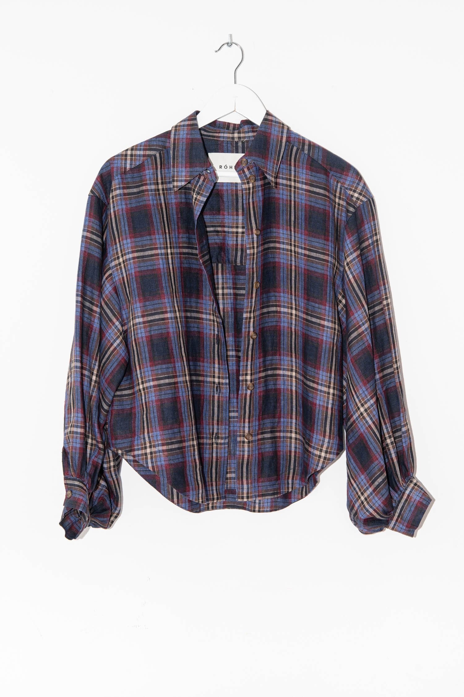 Róhe "Ada" Bluse mit Karomuster in Dunkelblau