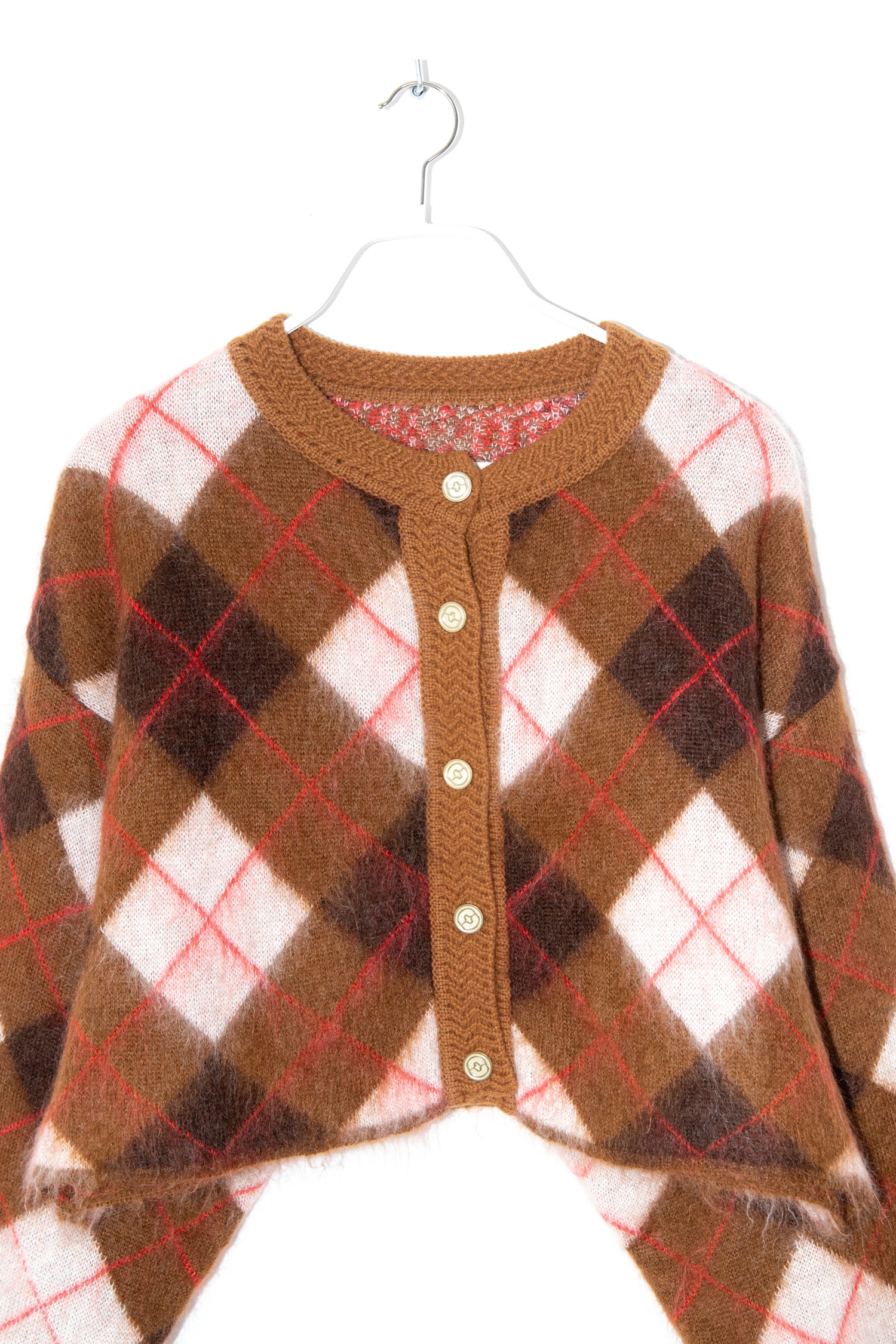 RÙADH "The Blane" Strickjacke mit Karomuster in Braun