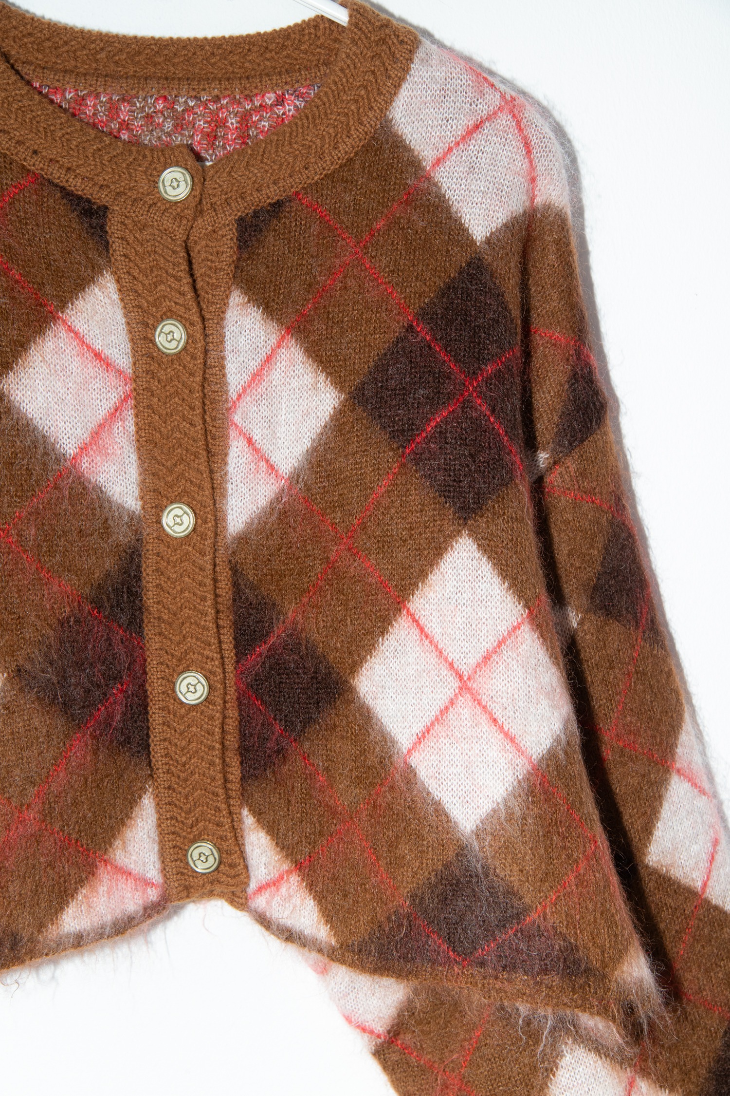 RÙADH "The Blane" Strickjacke mit Karomuster in Braun