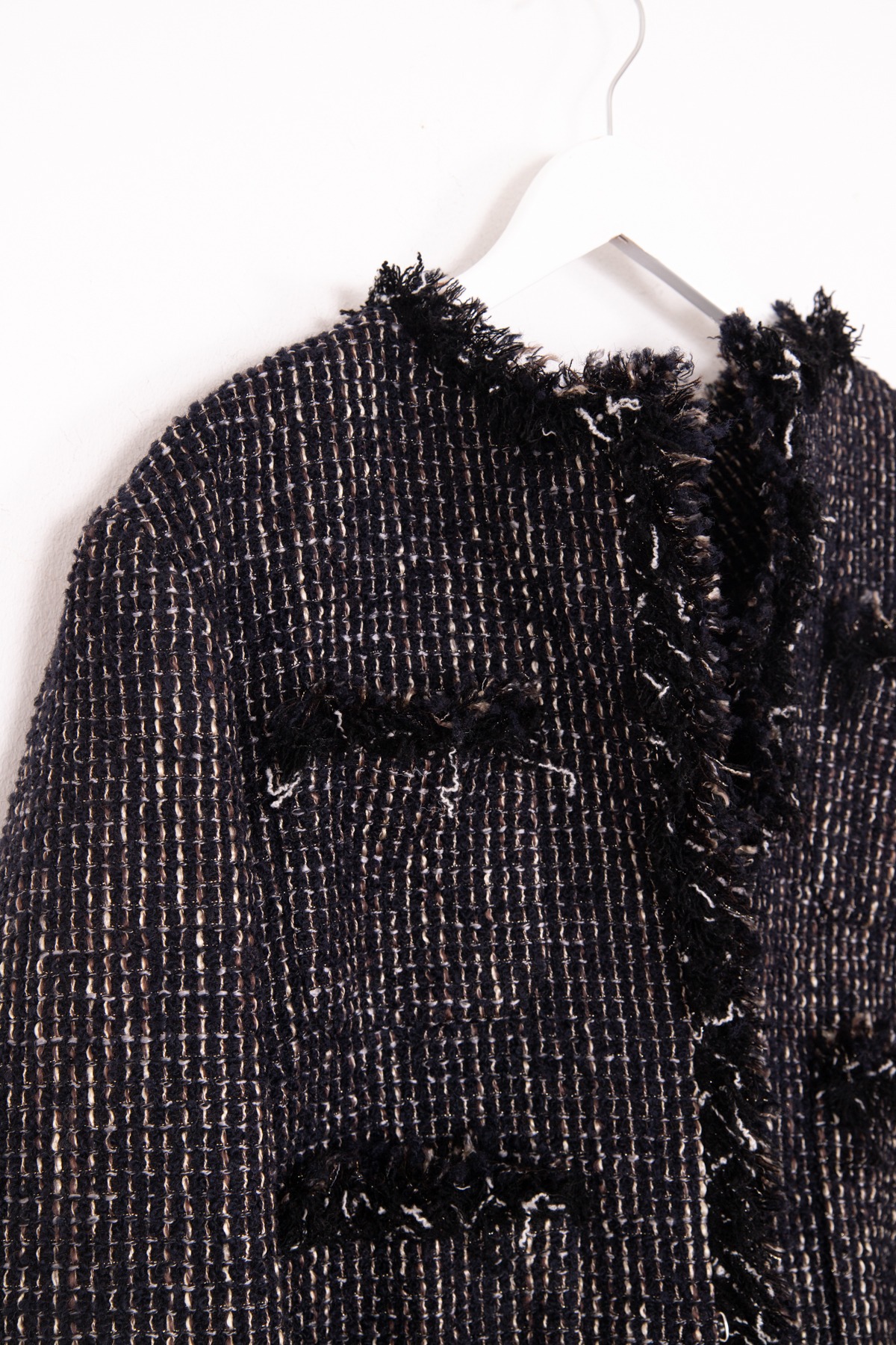 Sacai "Tweed Padded" Jacke in Schwarz und Ecru