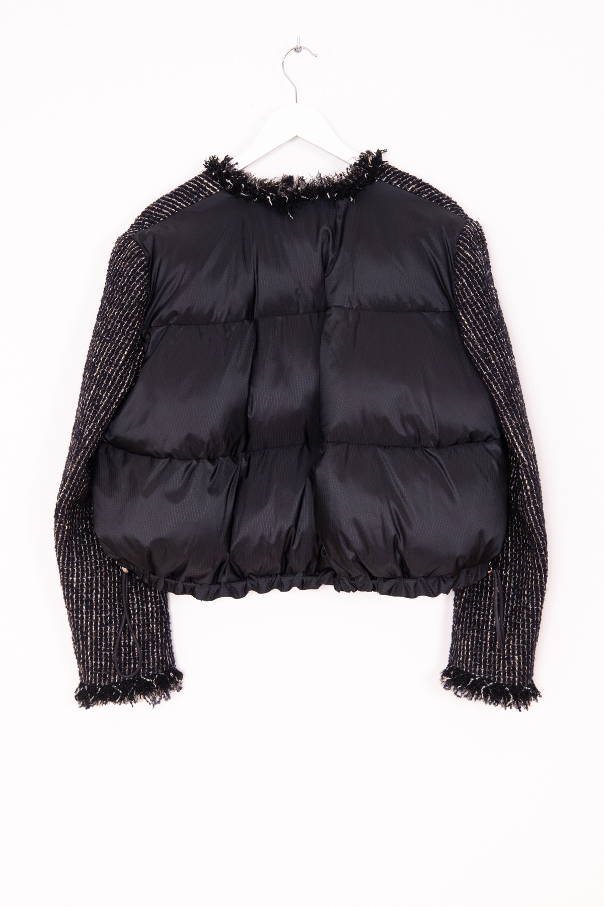 Sacai "Tweed Padded" Jacke in Schwarz und Ecru